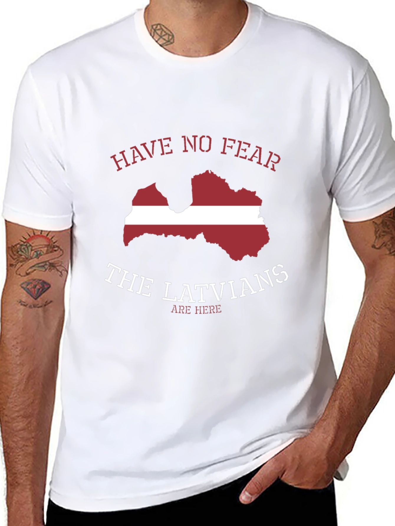Latvia Flag Graphic T-Shirt - Novelty Tee