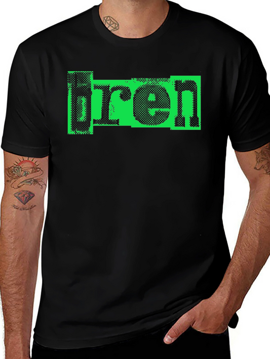 Retro bren Graphic Print Black T-Shirt