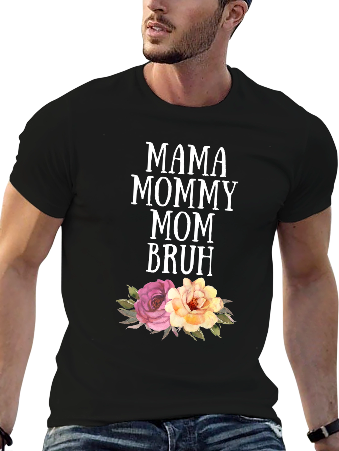 Mama Mommy Mom Bruh Floral Graphic T-Shirt