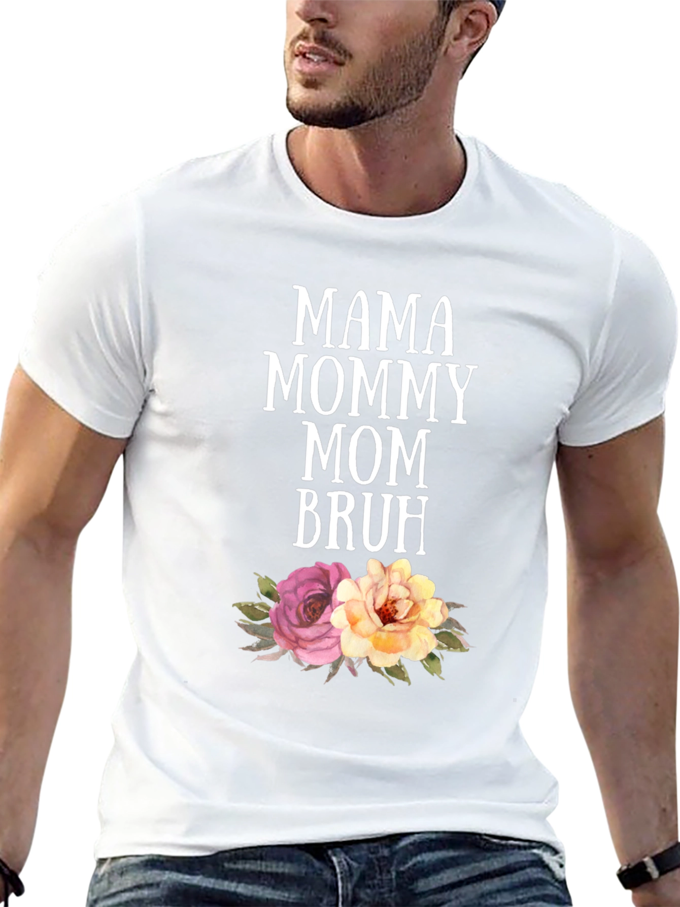 Mama Mommy Mom Bruh Floral Graphic T-Shirt