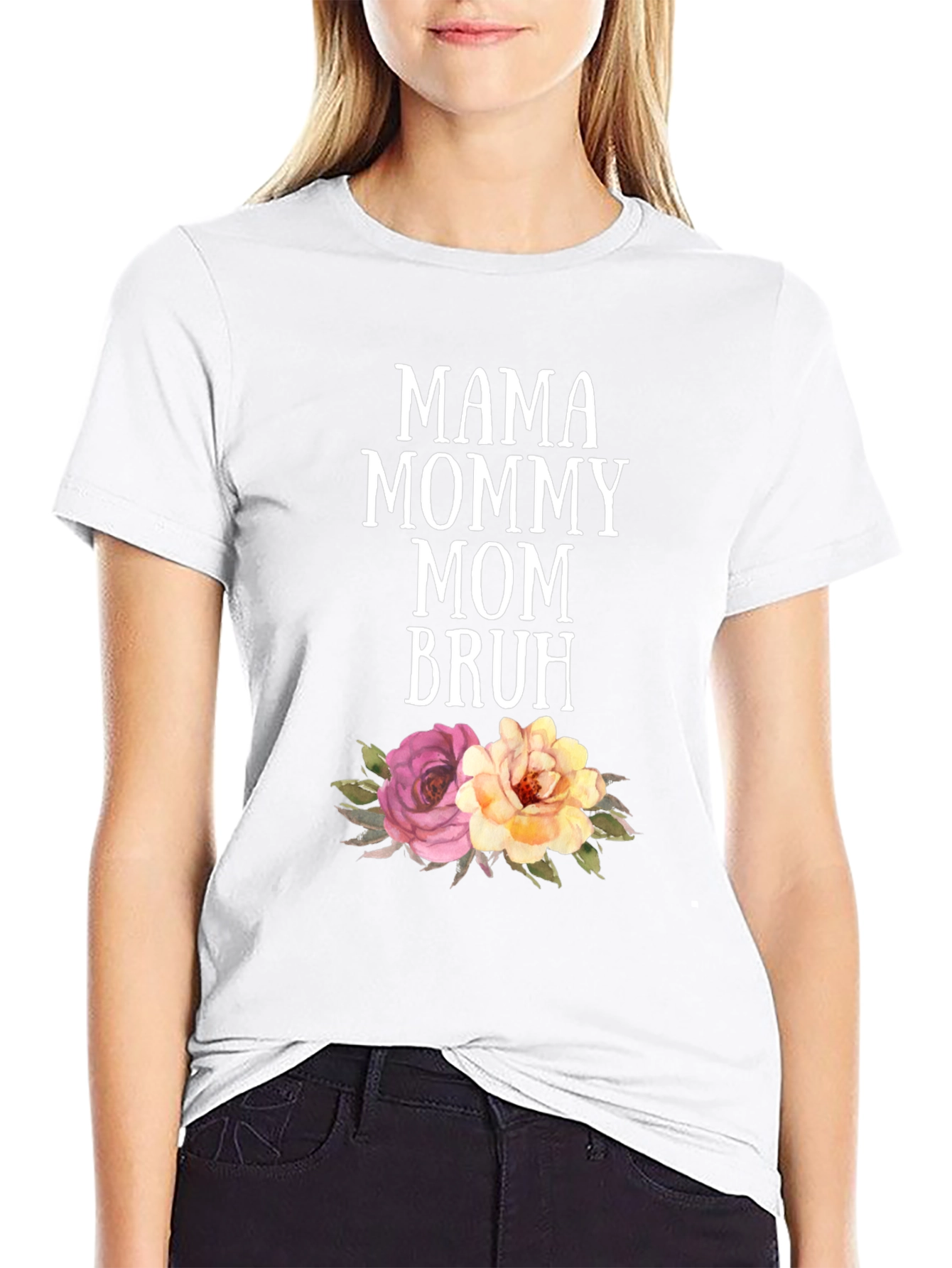 Mama Mommy Mom Bruh Floral Graphic T-Shirt