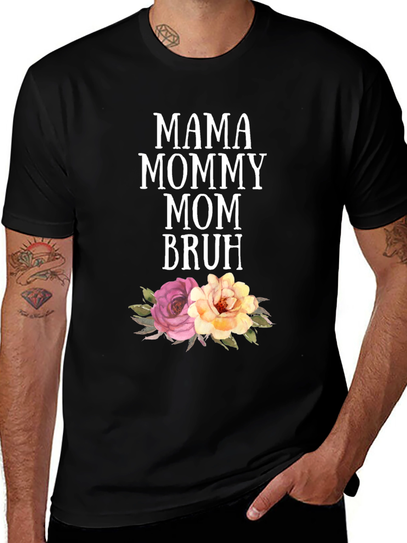 Mama Mommy Mom Bruh Floral Graphic T-Shirt