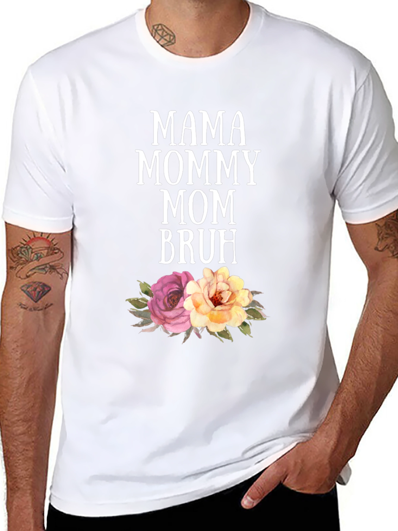 Mama Mommy Mom Bruh Floral Graphic T-Shirt