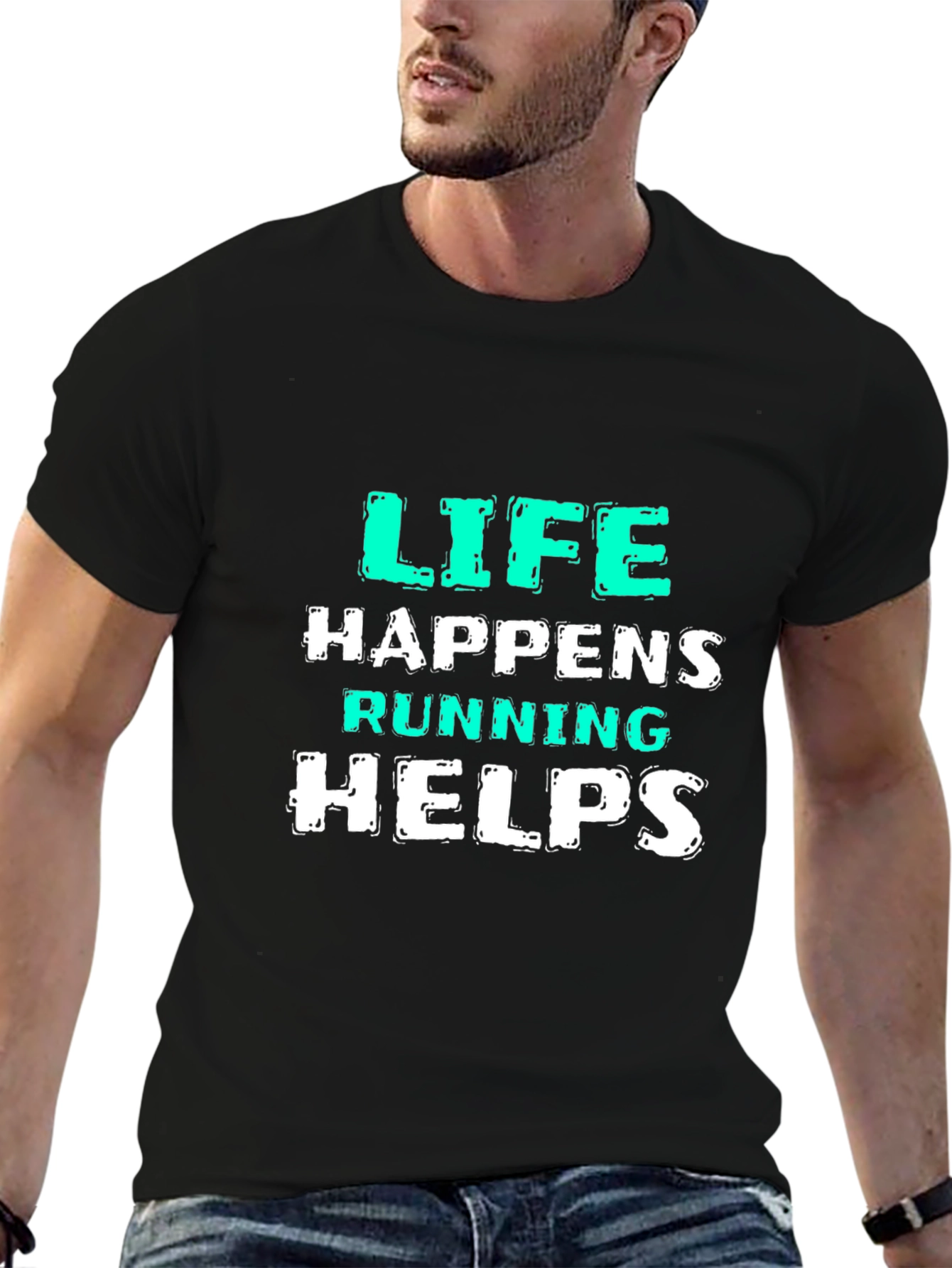 Life Happens Running Helps Black T-Shirt