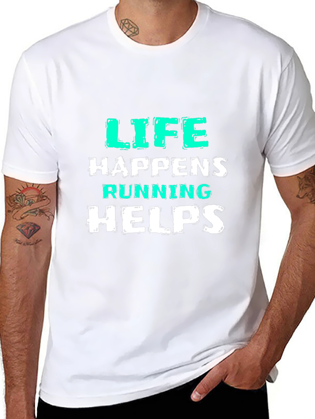 Life Happens Running Helps Black T-Shirt