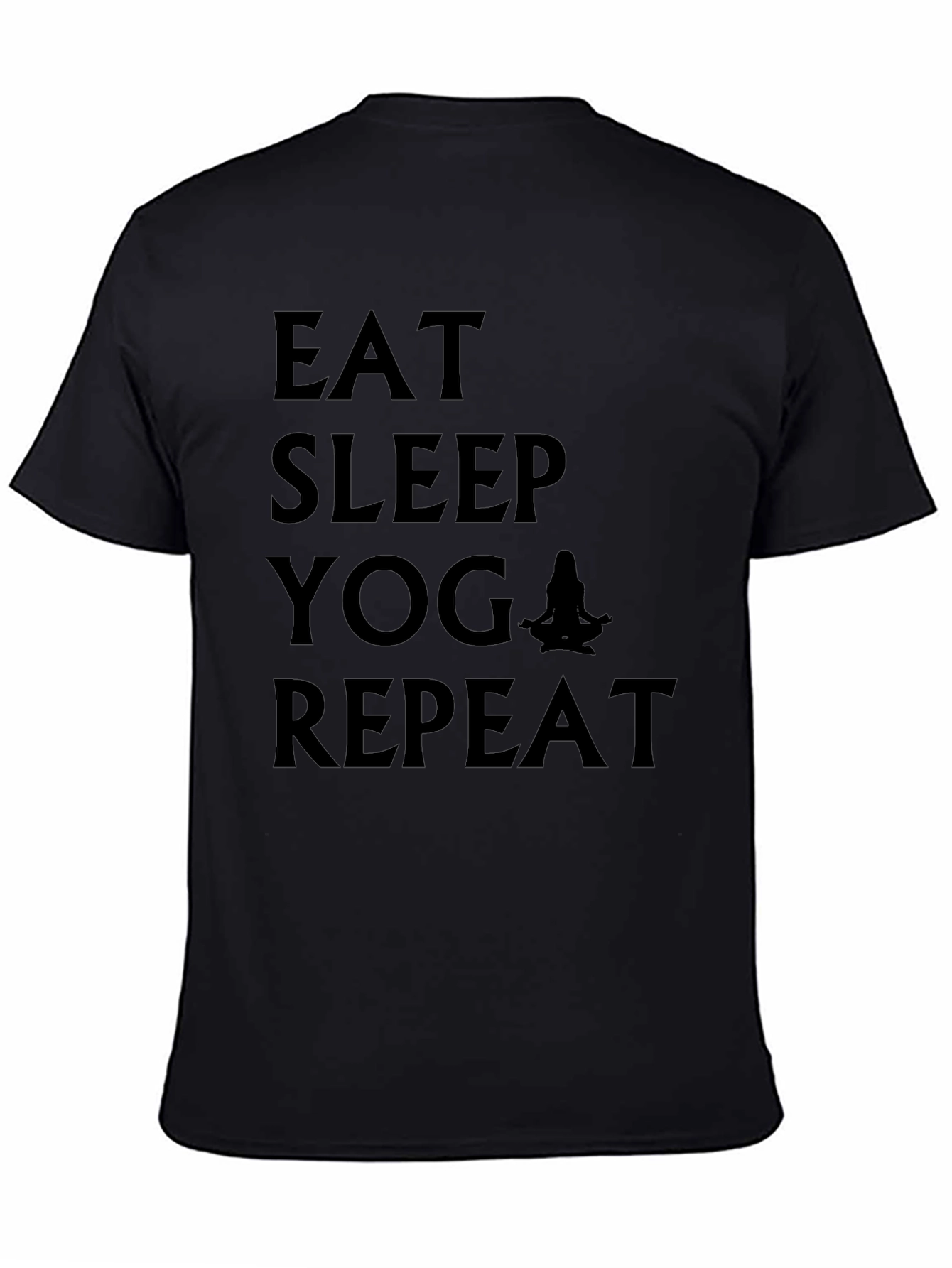 Eat Sleep Yoga Repeat Black Graphic T-Shirt
