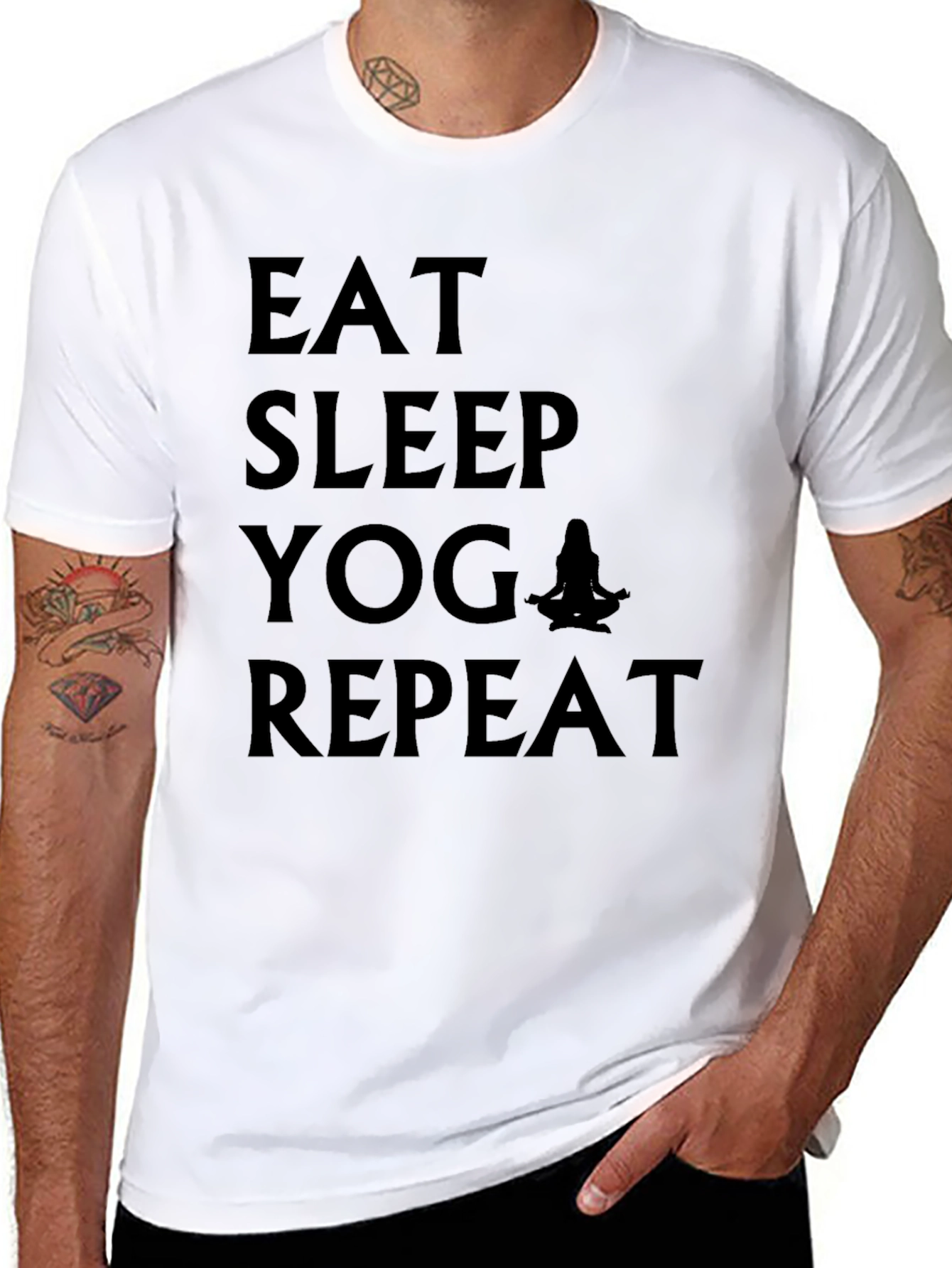 Eat Sleep Yoga Repeat Black Graphic T-Shirt