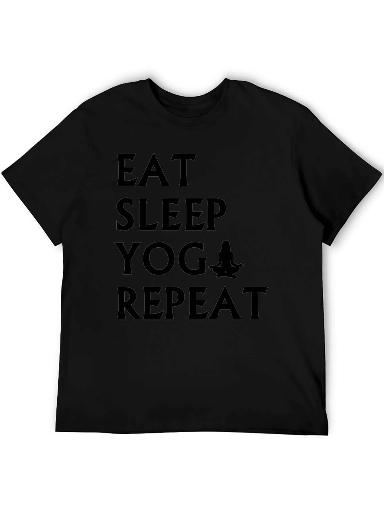 Eat Sleep Yoga Repeat Black Graphic T-Shirt