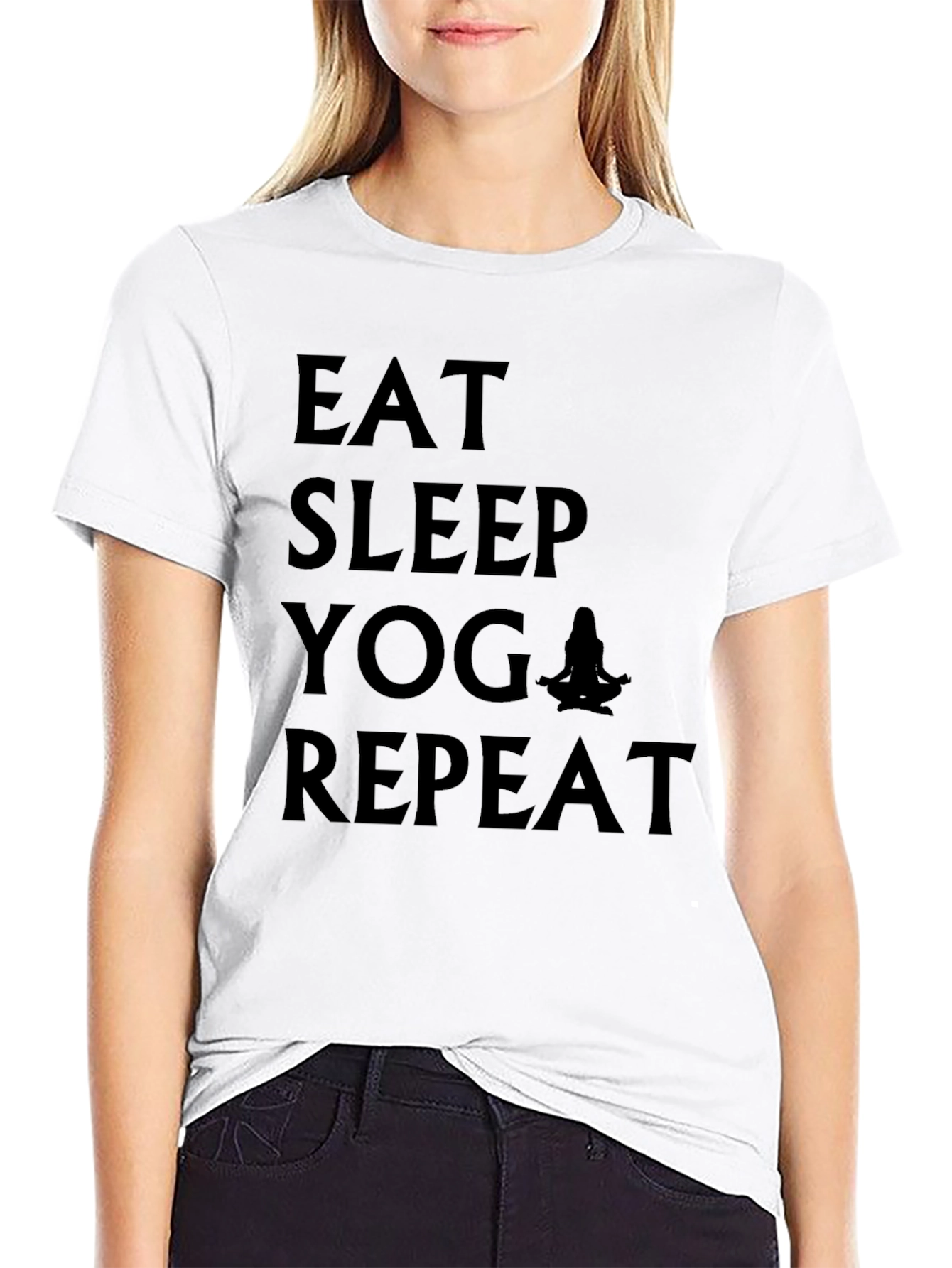 Eat Sleep Yoga Repeat Black Graphic T-Shirt