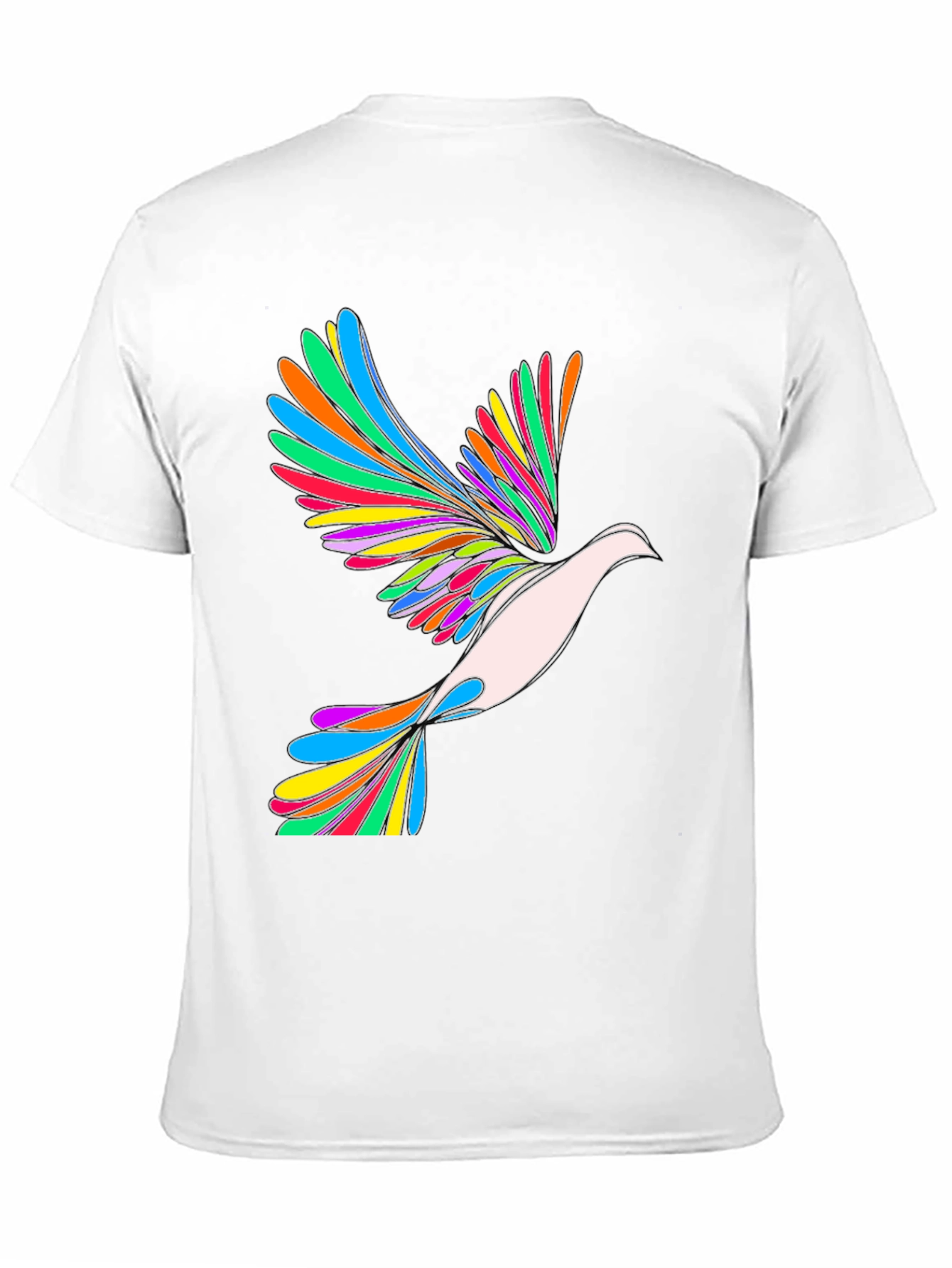 Rainbow Dove Graphic Print Black T-Shirt