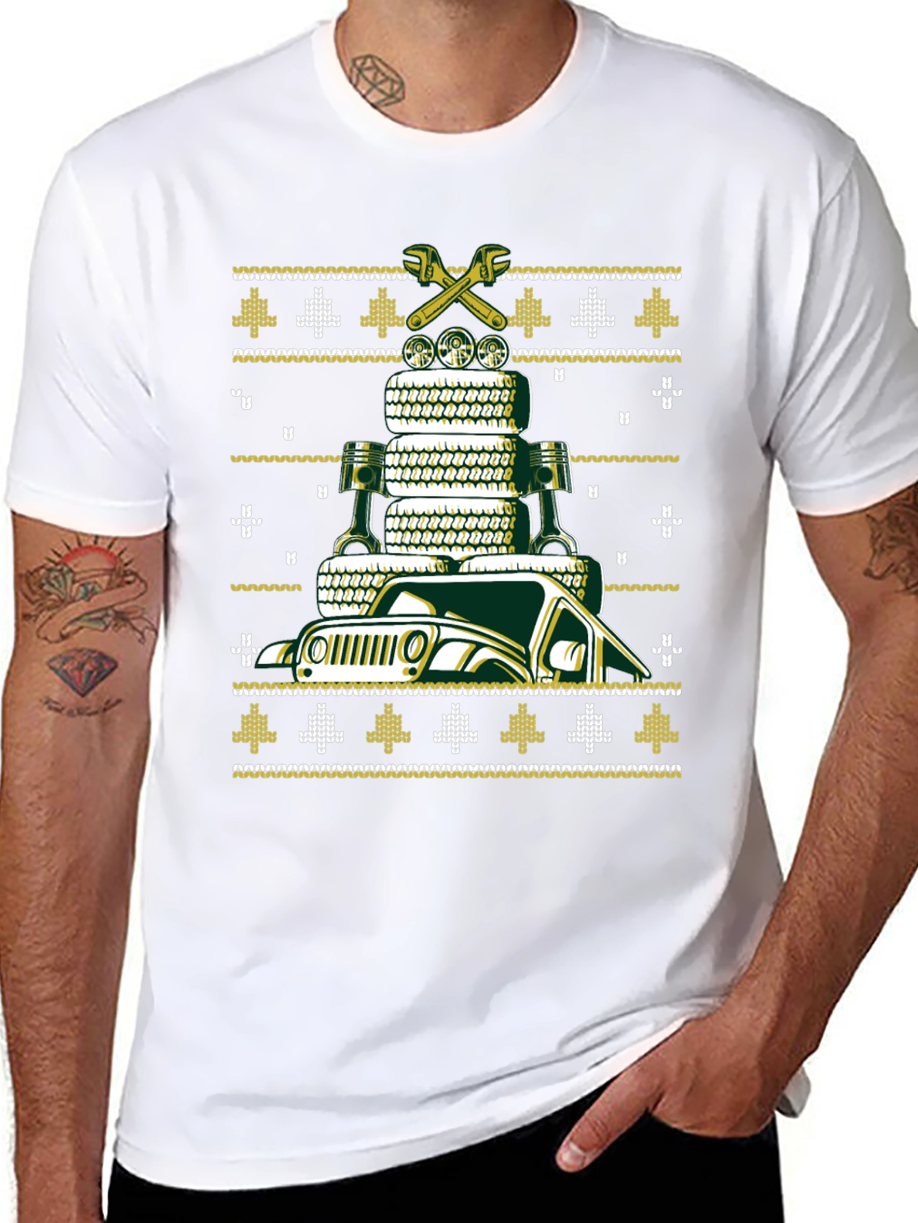 Jeep Auto Mechanic Ugly Christmas Sweater T-Shirt