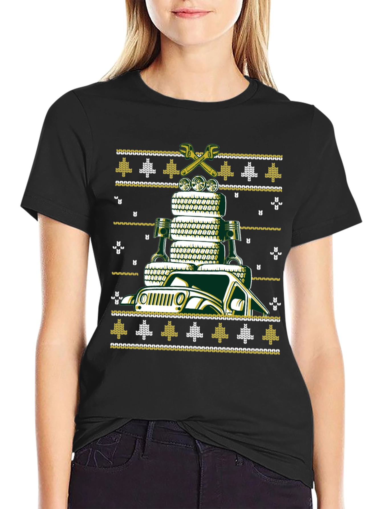Jeep Auto Mechanic Ugly Christmas Sweater T-Shirt
