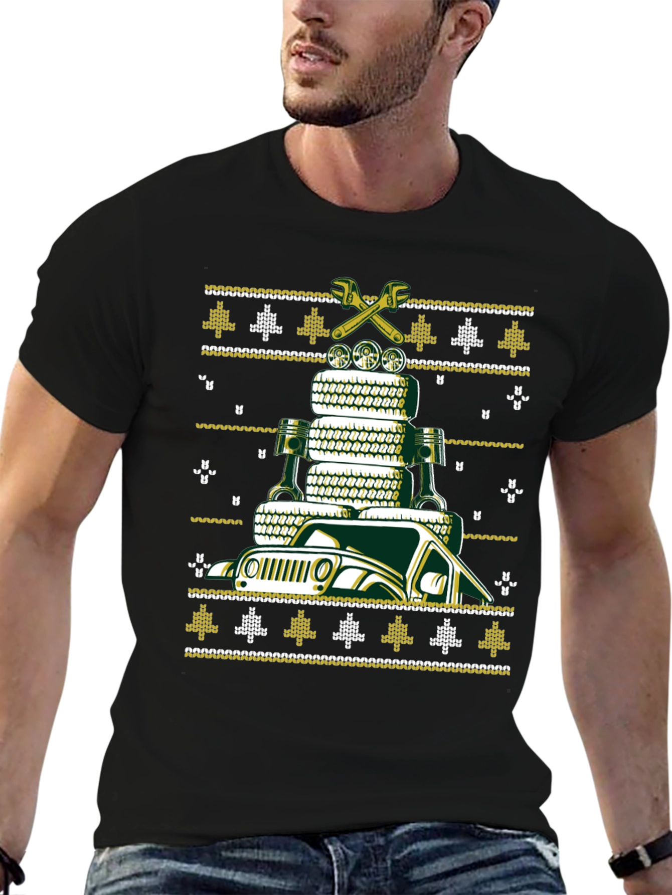 Jeep Auto Mechanic Ugly Christmas Sweater T-Shirt