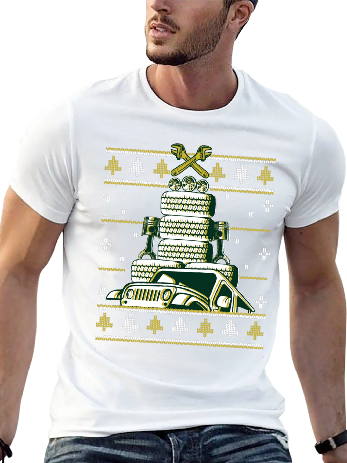 Jeep Auto Mechanic Ugly Christmas Sweater T-Shirt
