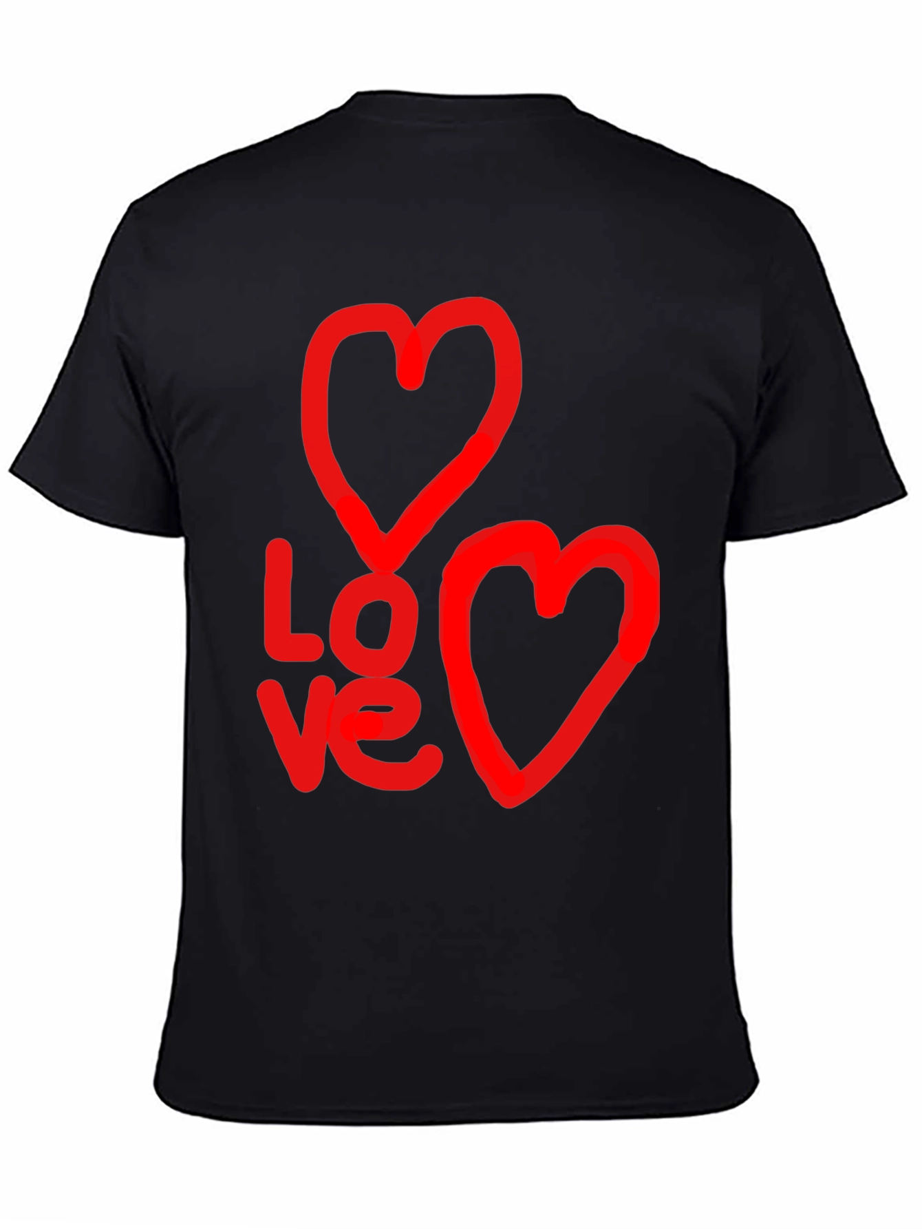 Love Graphic Black T-Shirt with Heart Designs