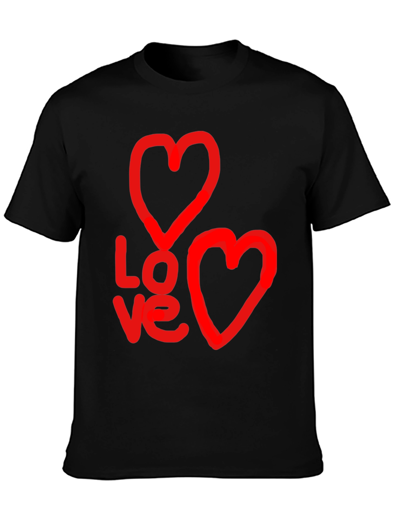 Love Graphic Black T-Shirt with Heart Designs