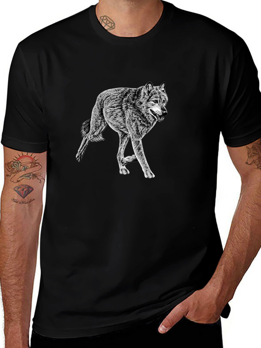 Black Wolf Graphic Tee - Stylish Crew Neck Cotton T-Shirt