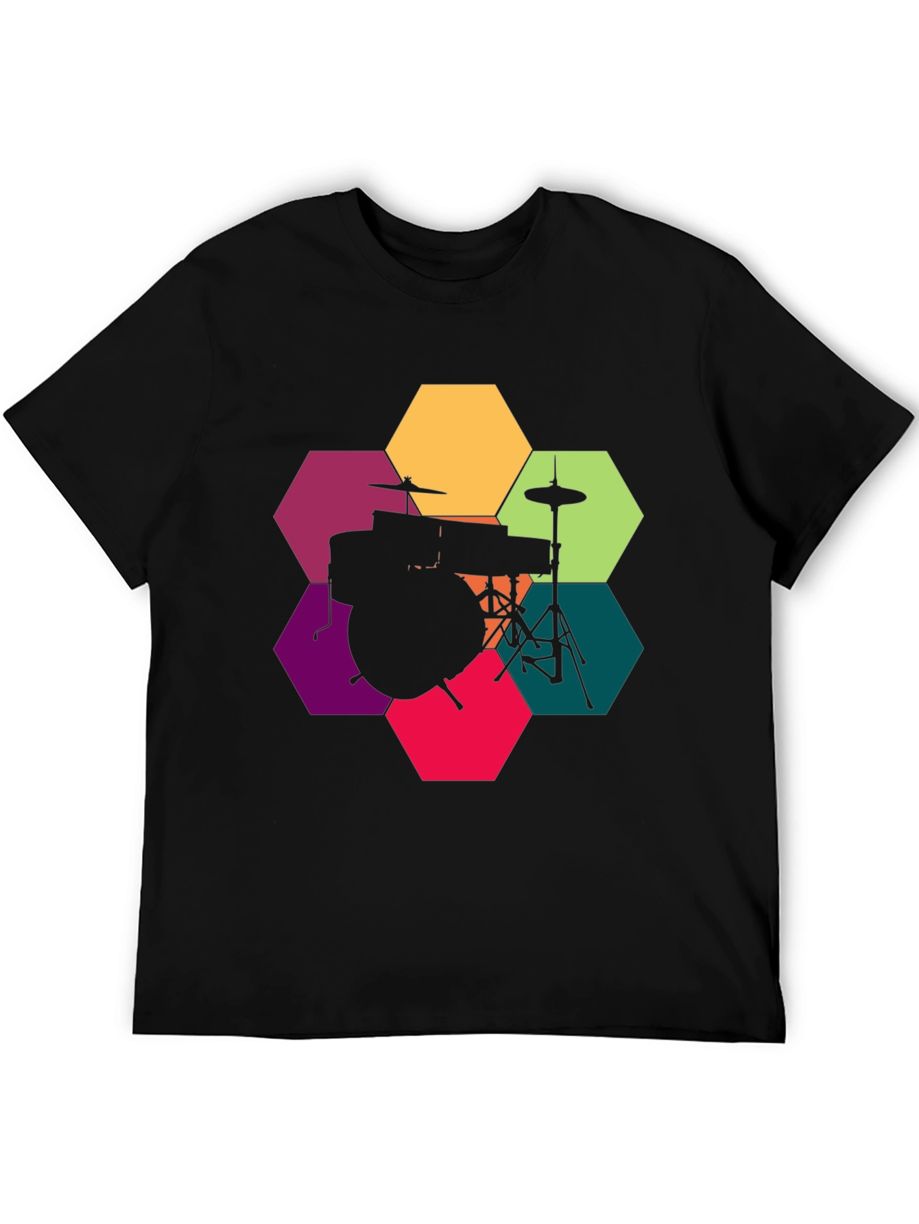 Drum Kit Hexagon Graphic T-Shirt