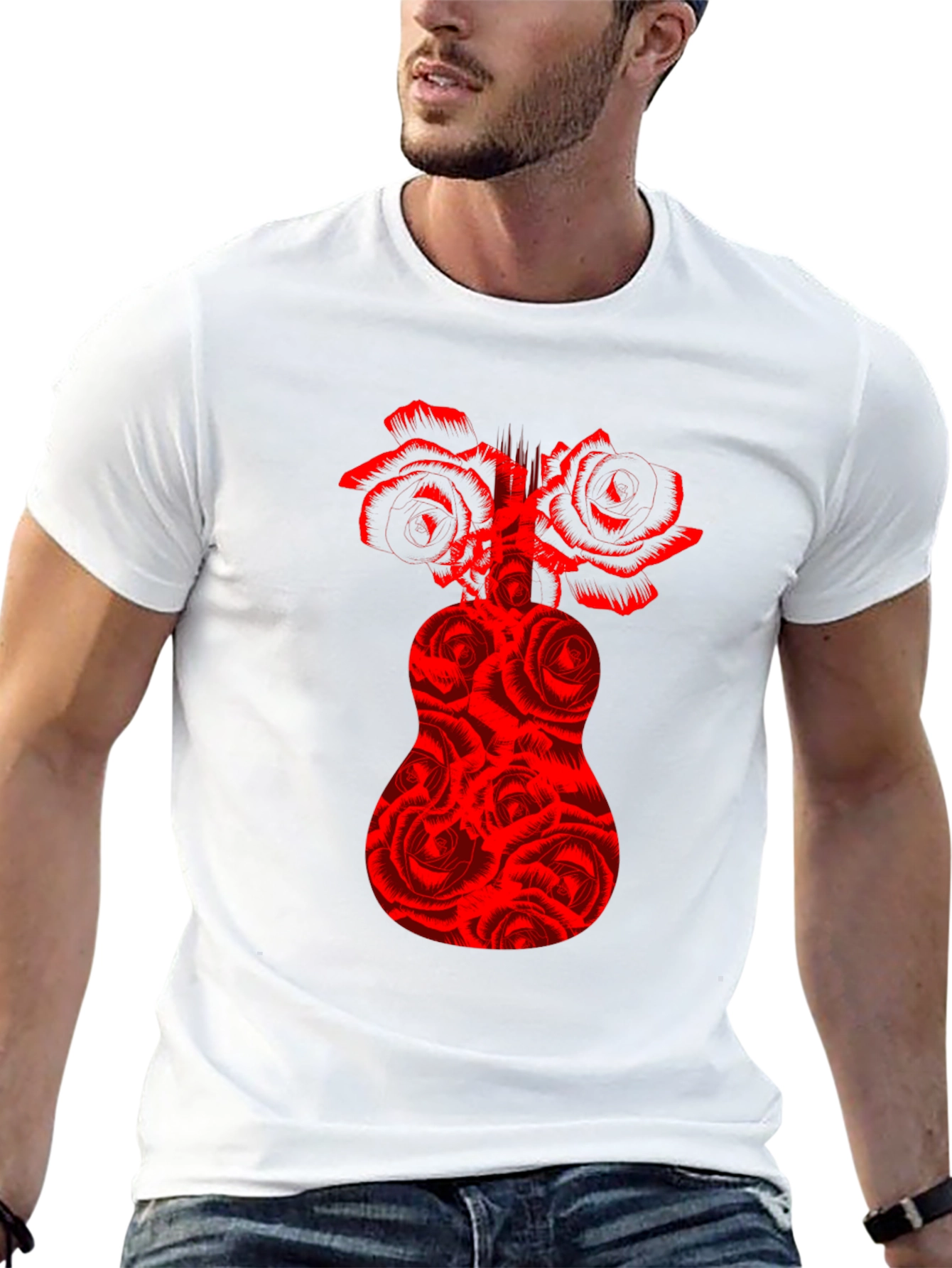 Red Rose Guitar Graphic T-Shirt