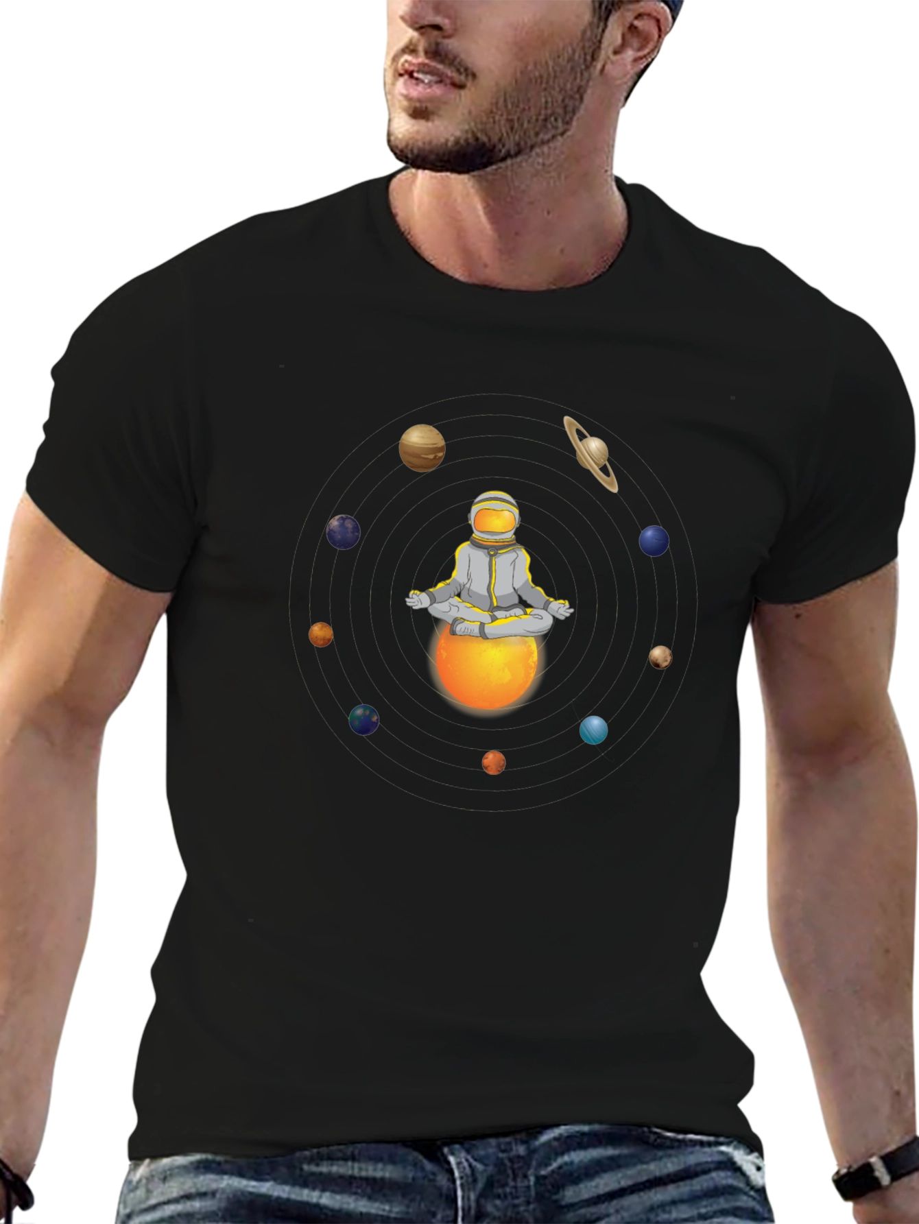 Meditating Astronaut Planets T-Shirt