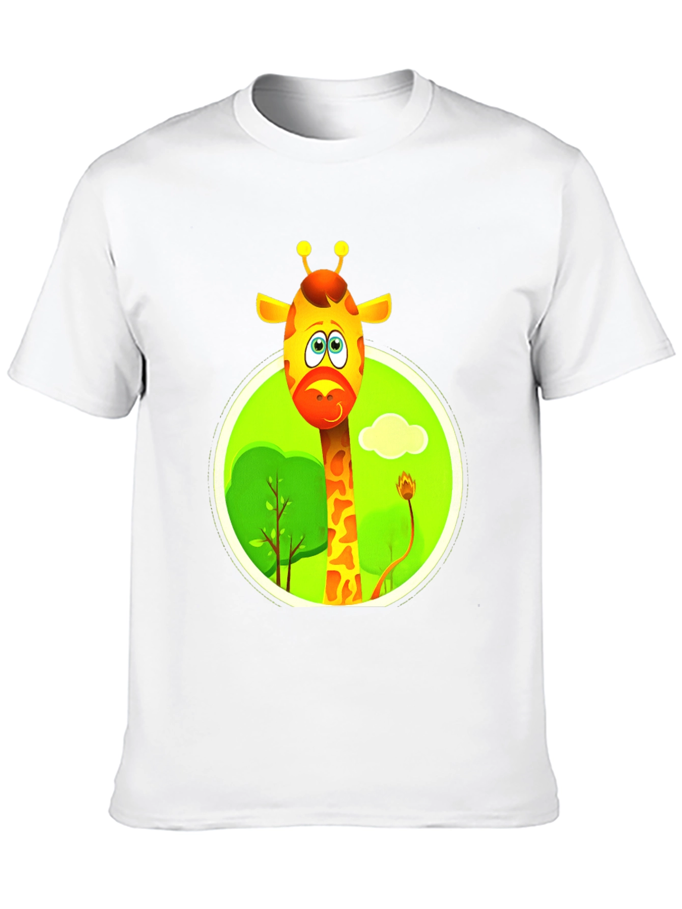 Cartoon Giraffe Black T-Shirt