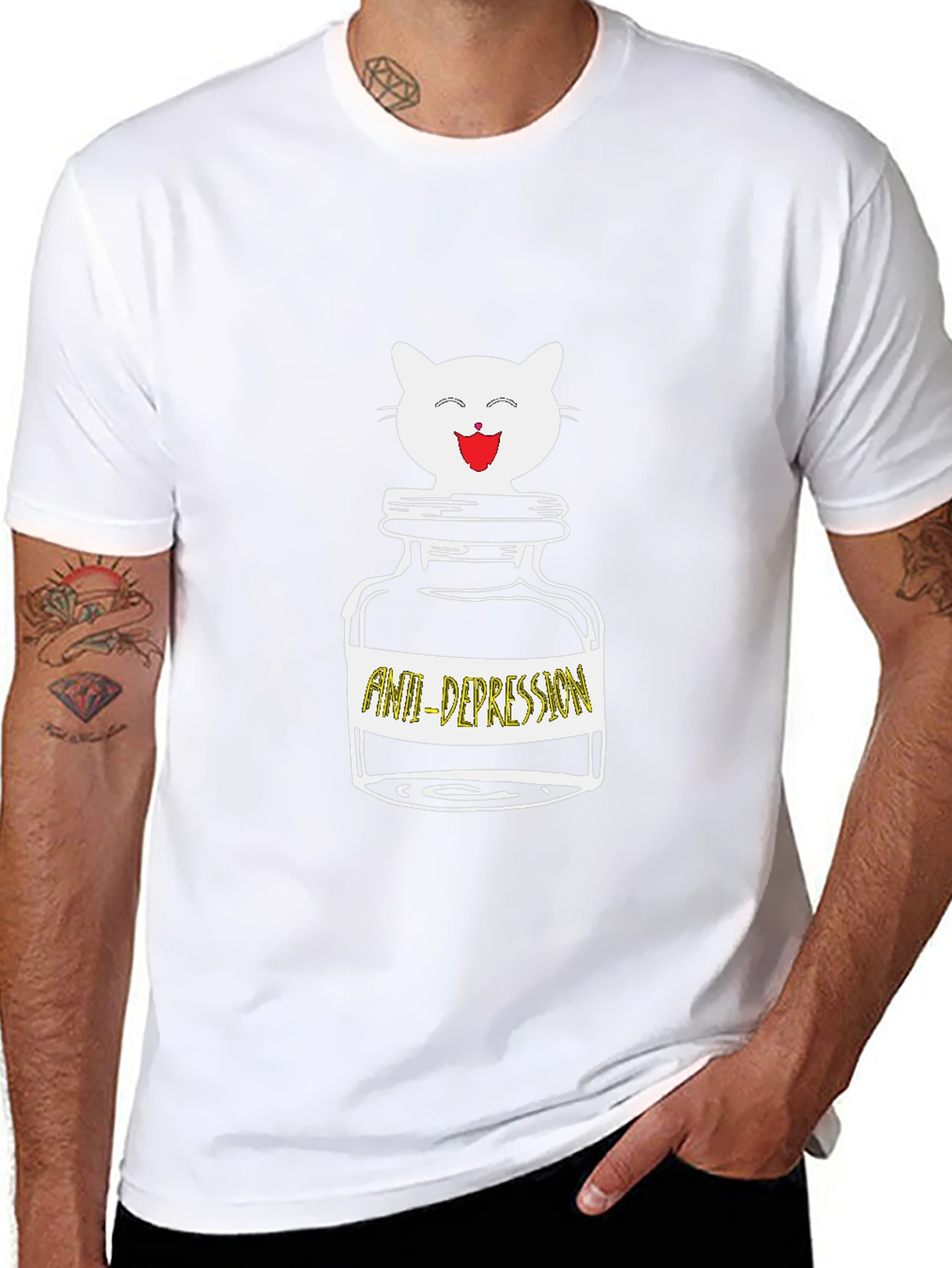 Anti-Depression Cat T-Shirt:  Cute Funny Comfort