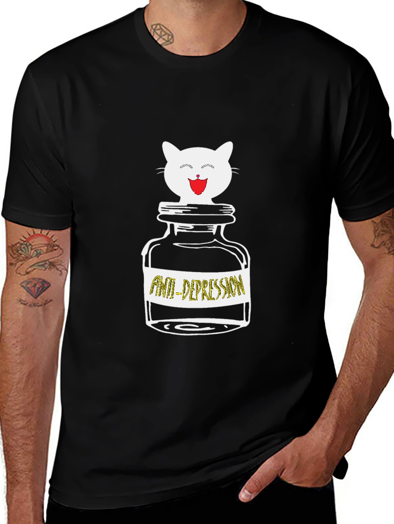 Anti-Depression Cat T-Shirt:  Cute Funny Comfort