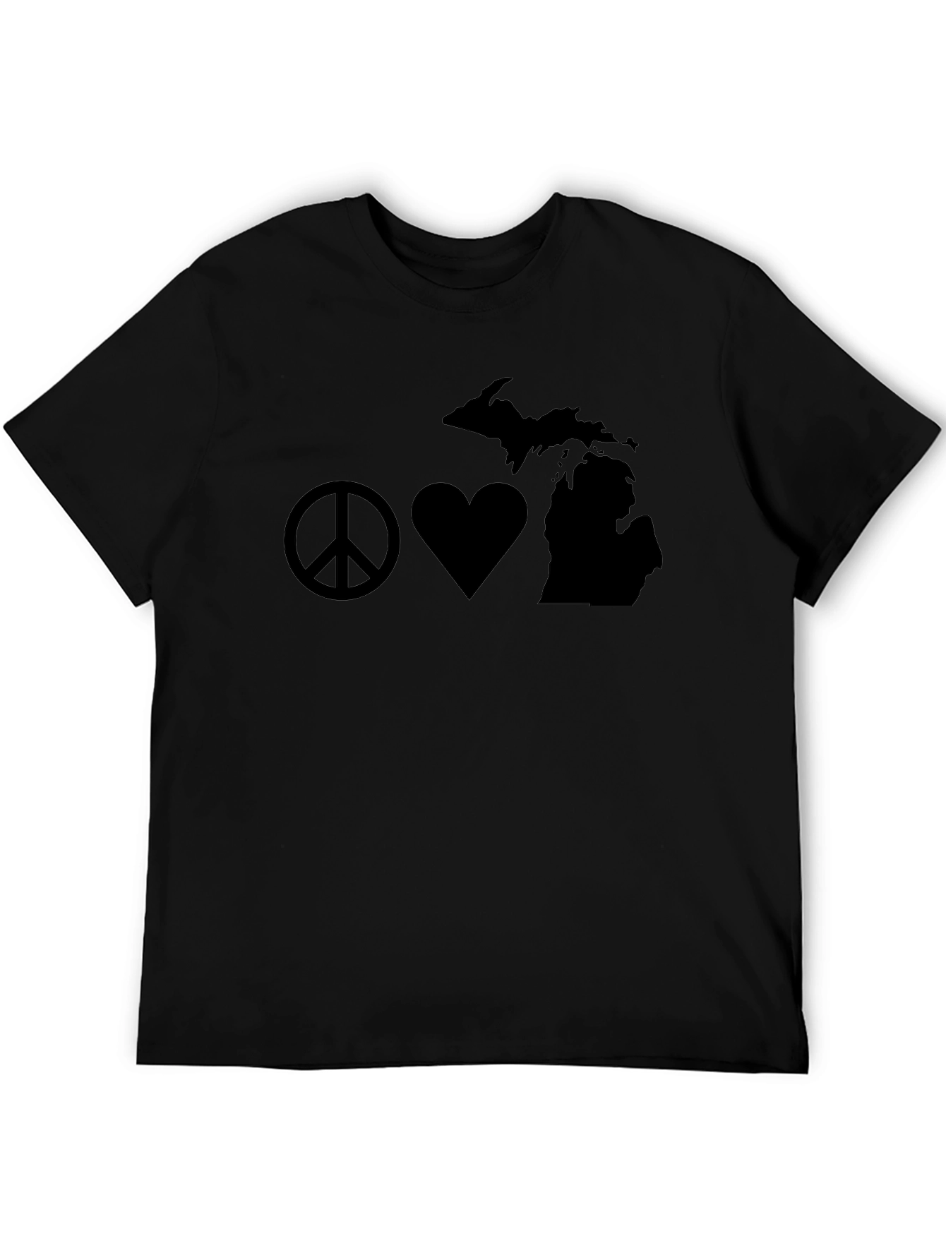 Peace Love Michigan Black T-Shirt
