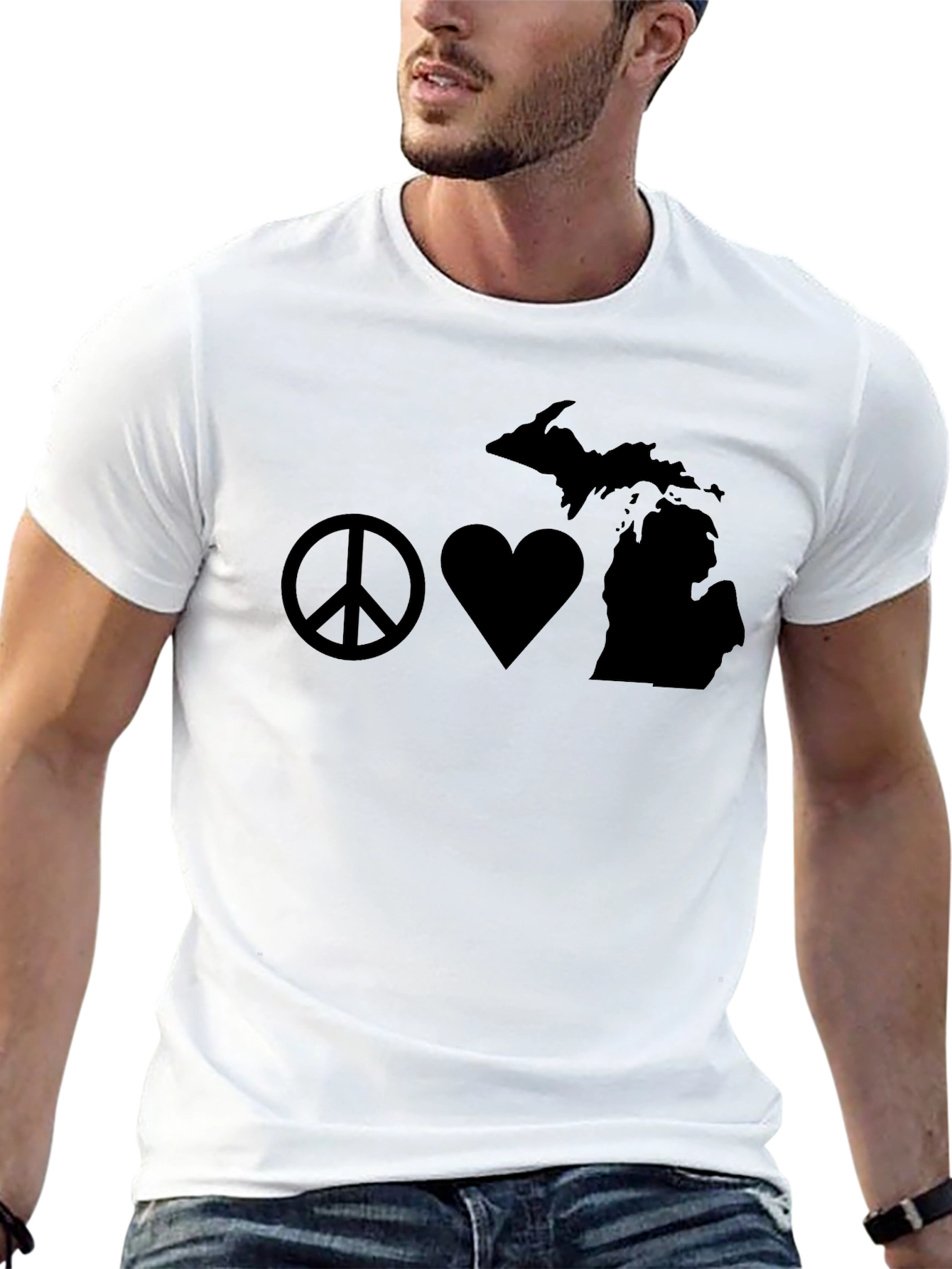 Peace Love Michigan Black T-Shirt