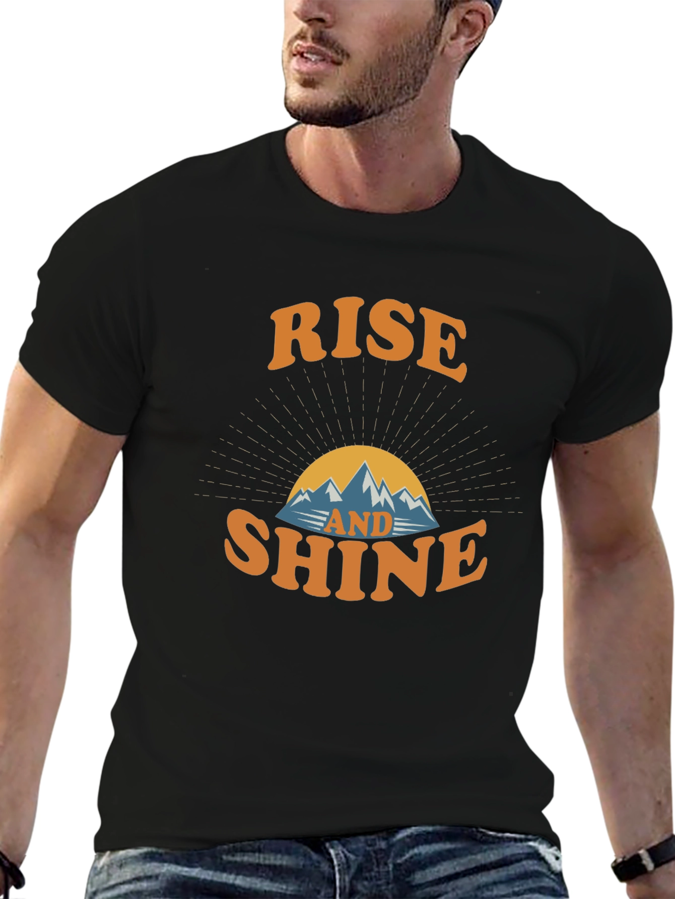 Rise and Shine Black Graphic T-Shirt