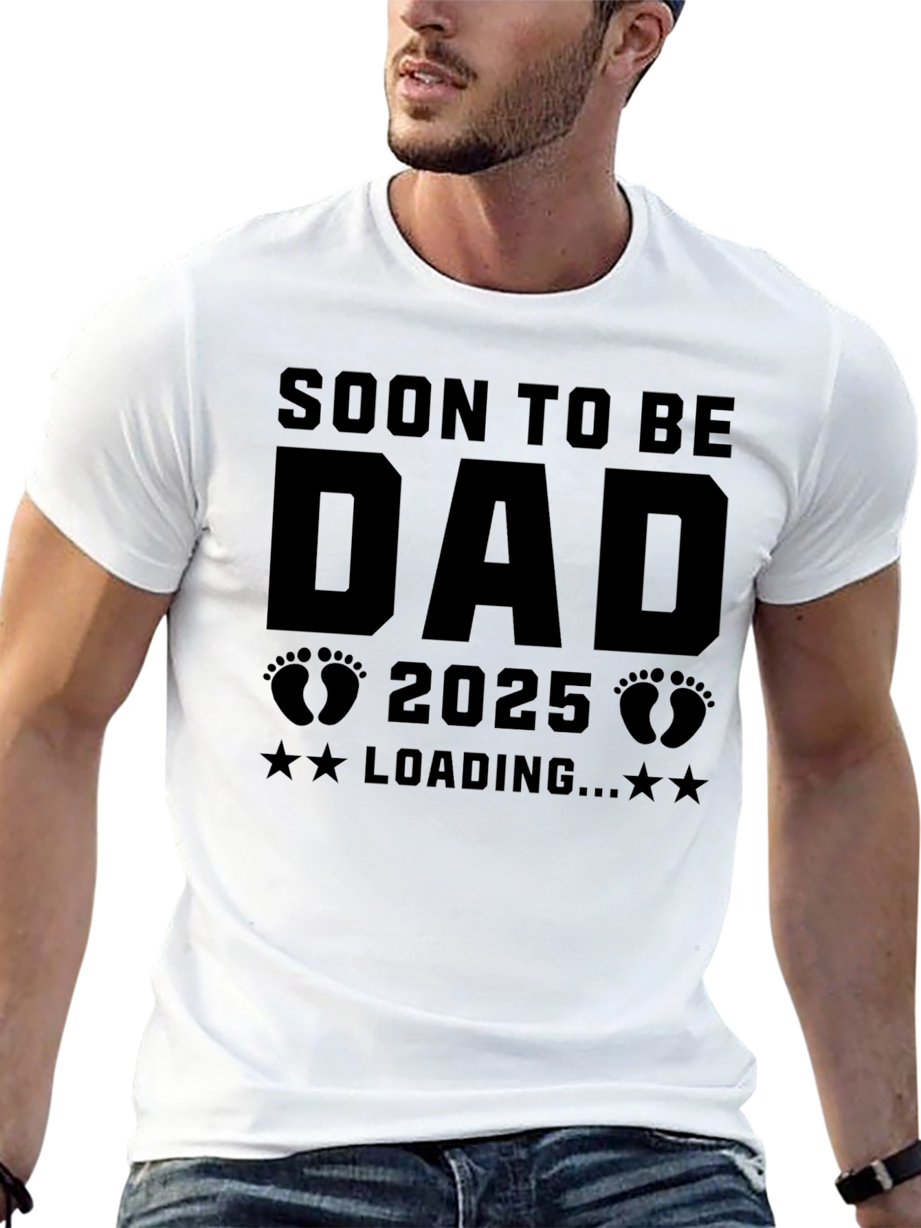 Soon To Be Dad 2025 Loading Black Graphic T-Shirt