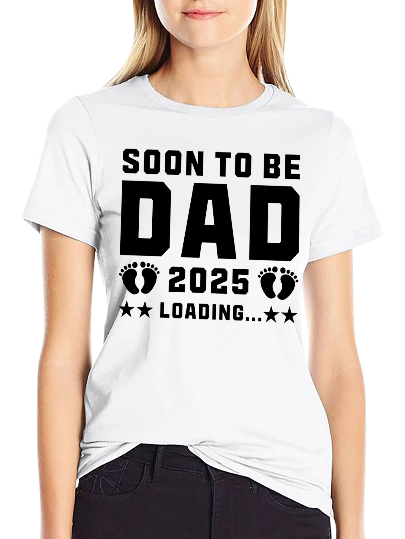 Soon To Be Dad 2025 Loading Black Graphic T-Shirt