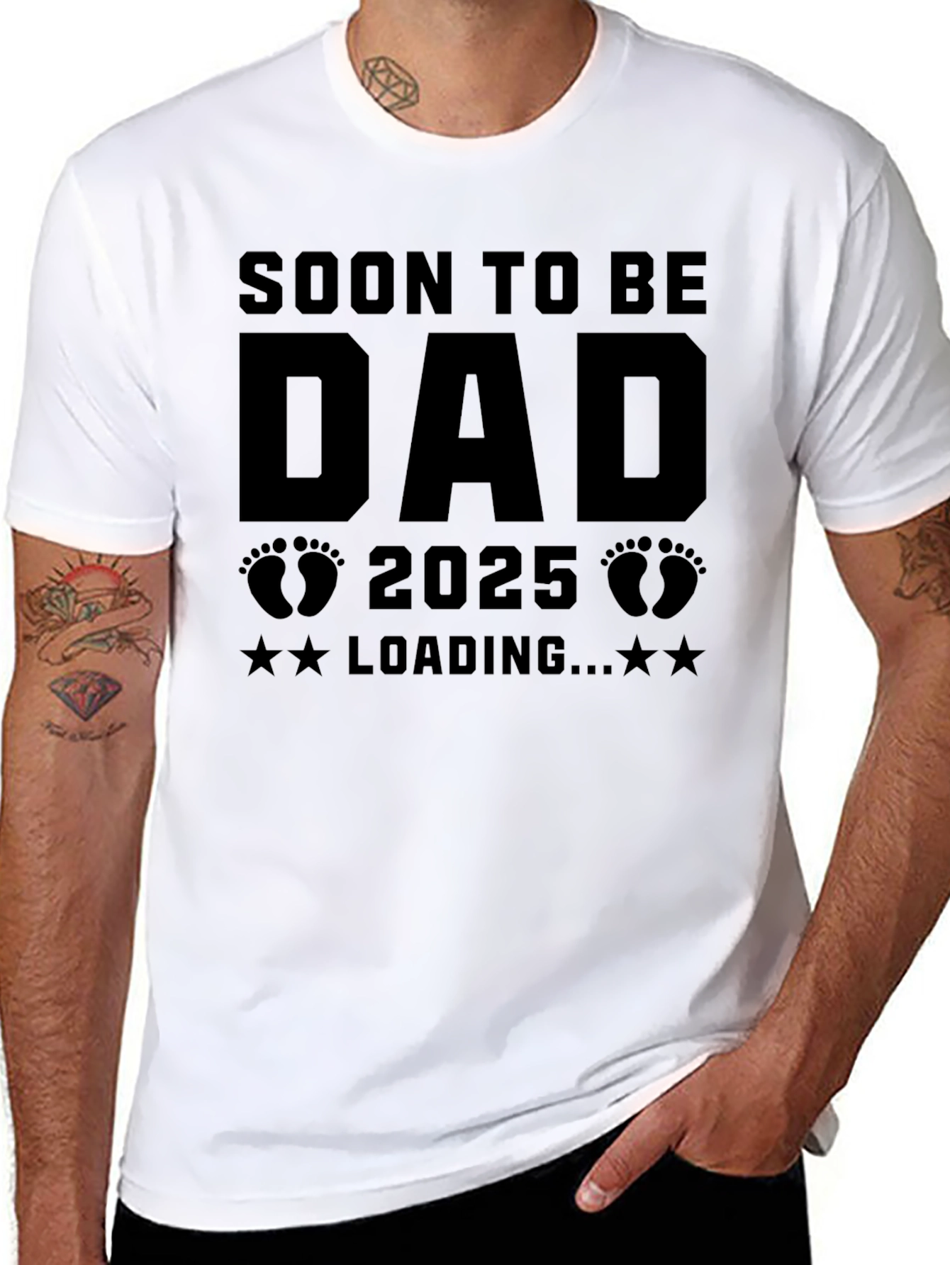 Soon To Be Dad 2025 Loading Black Graphic T-Shirt