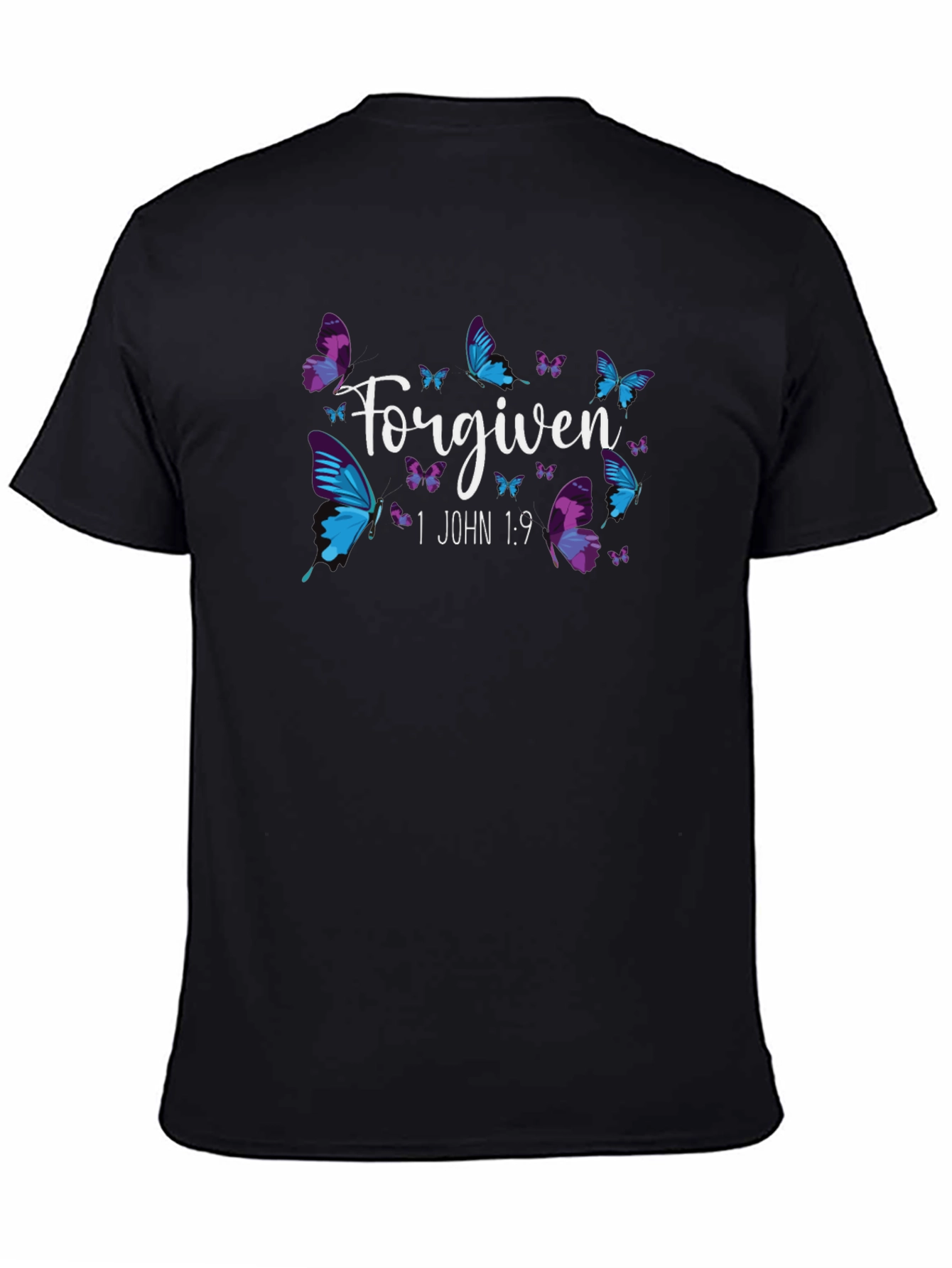 Forgiven Butterfly Graphic Black T-Shirt