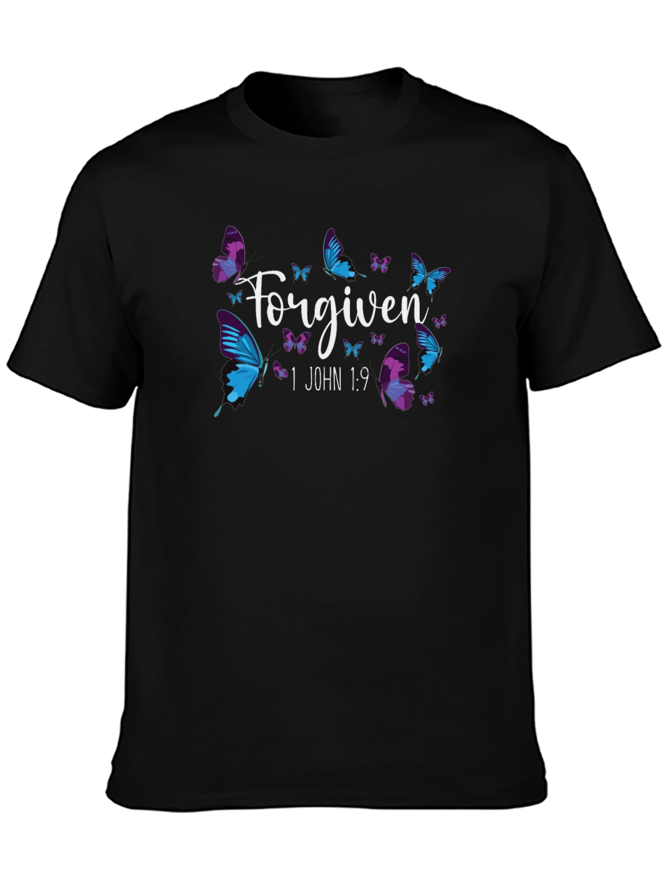 Forgiven Butterfly Graphic Black T-Shirt