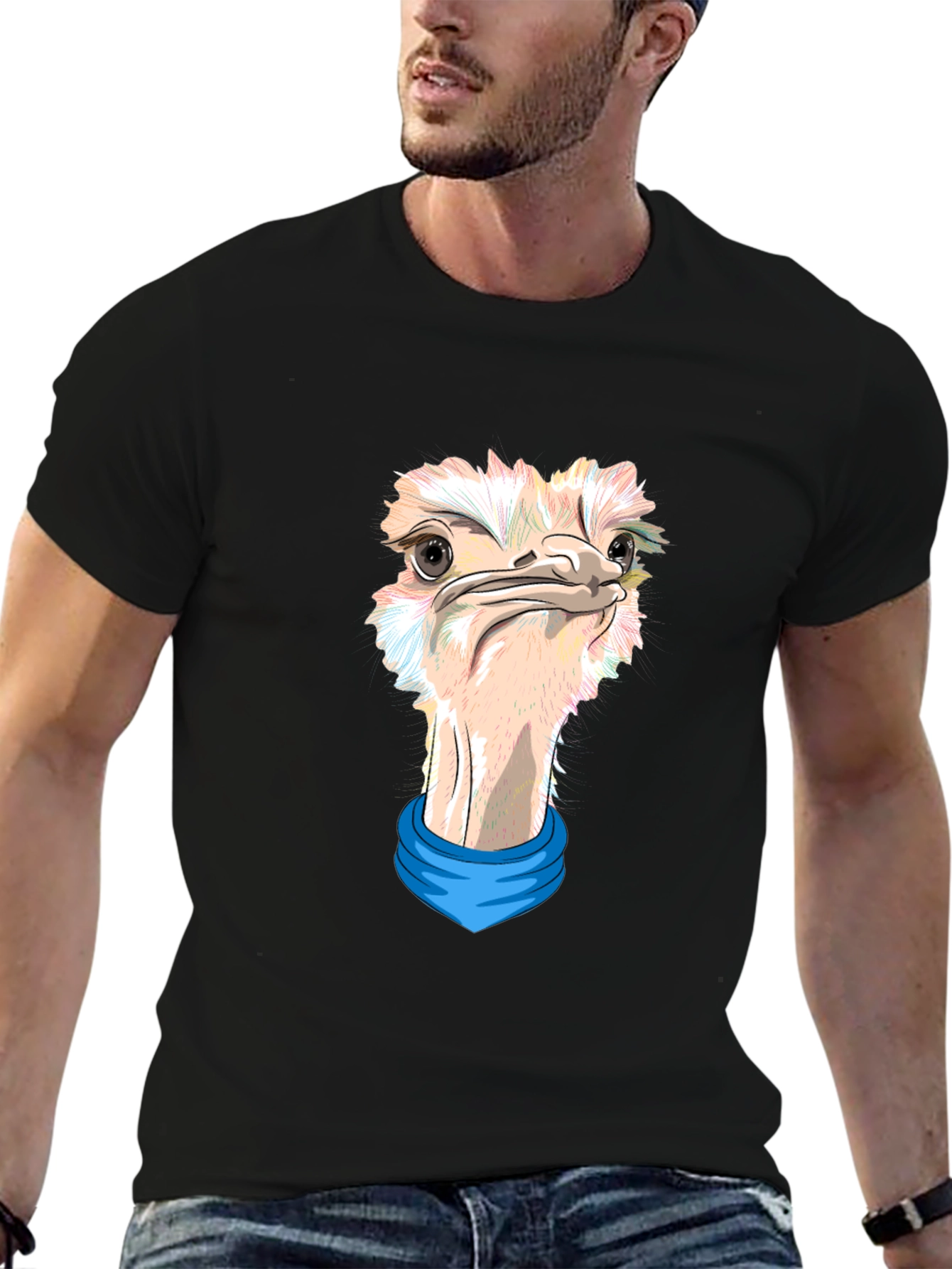 Ostrich Graphic Tee - Black Unique Design