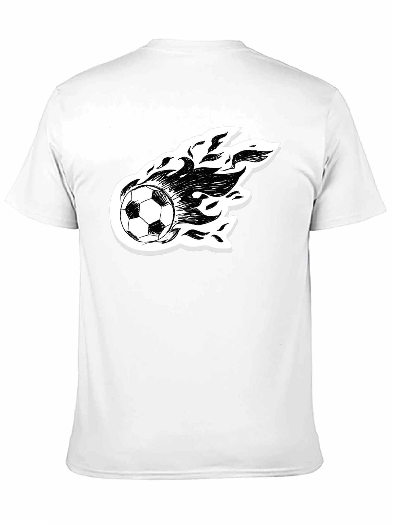 Flaming Soccer Ball Graphic Tee - Black Cotton Shirt