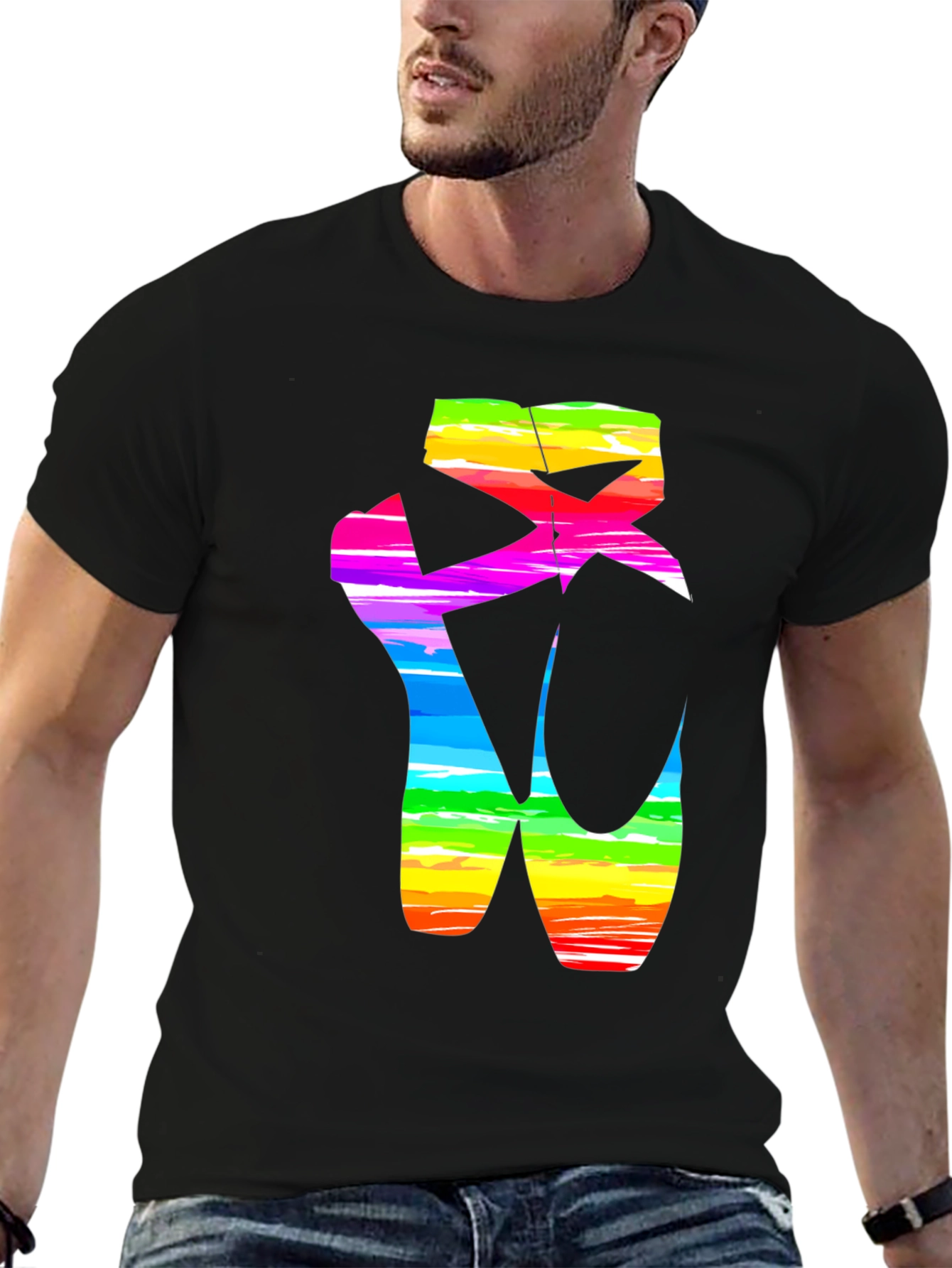 Rainbow Ballet Shoe Graphic Tee - Artistic Design