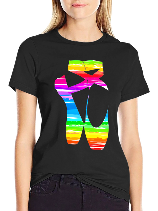 Rainbow Ballet Shoe Graphic Tee - Artistic Design