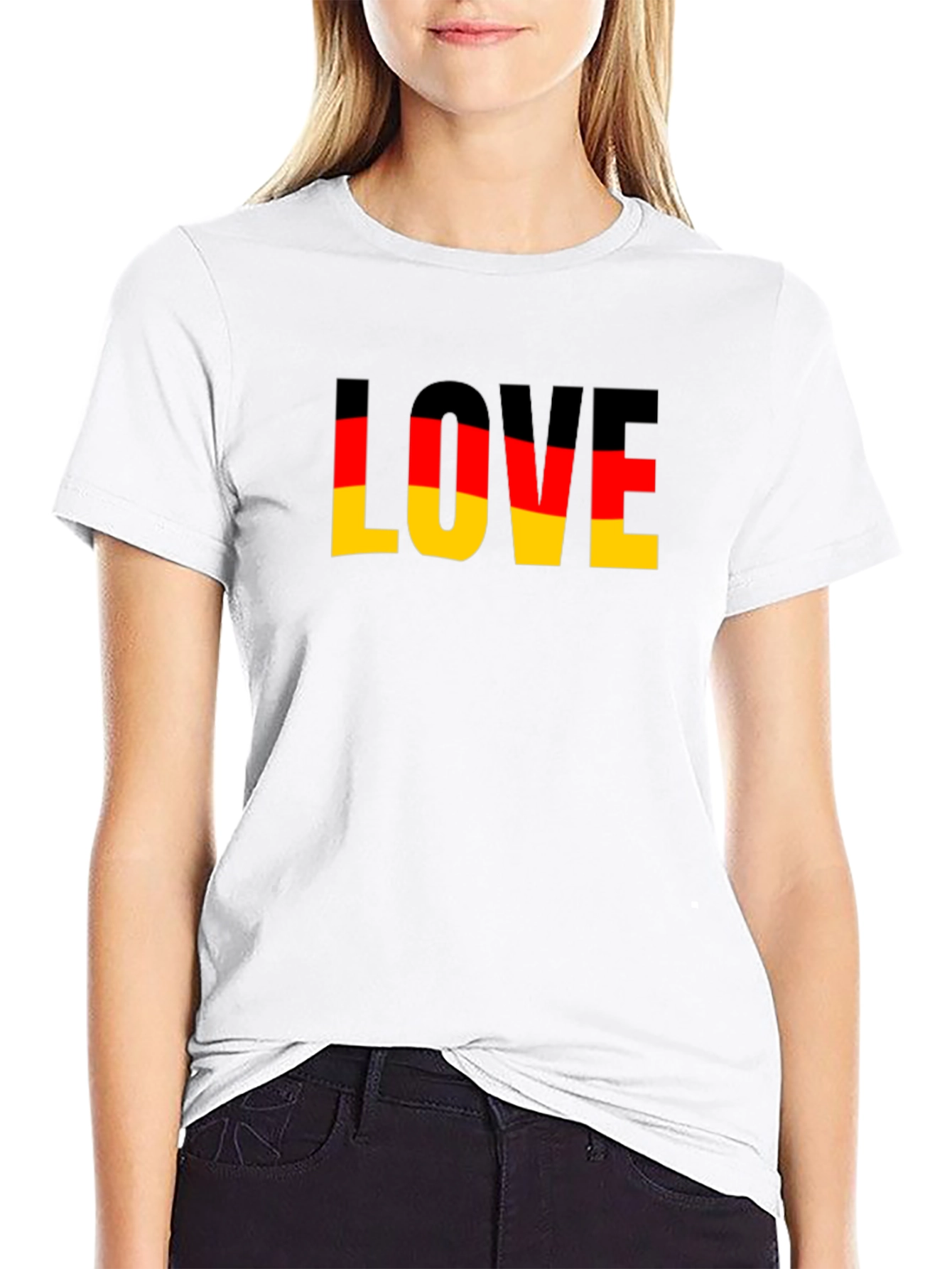Germany Flag Love Graphic Black T-Shirt