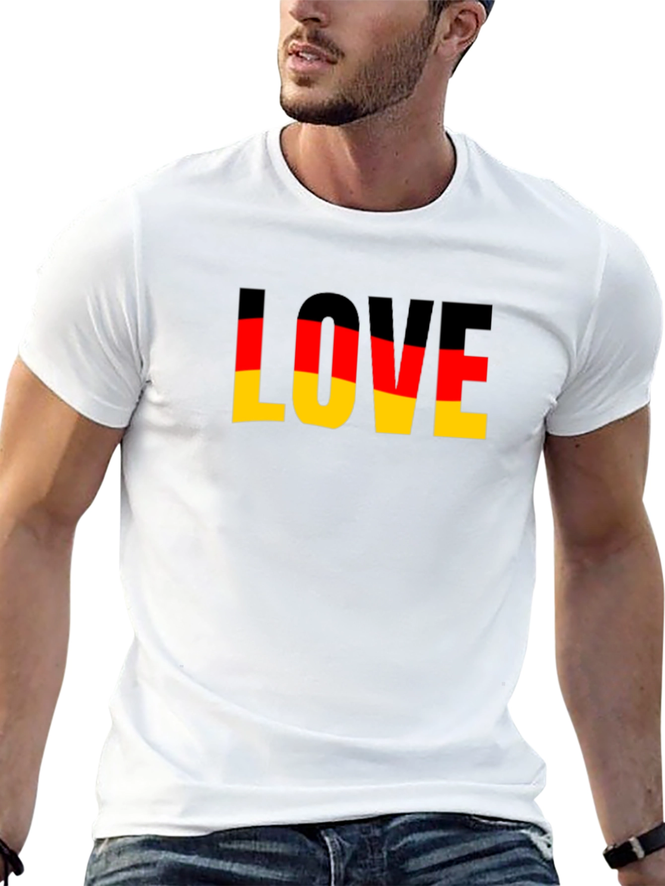 Germany Flag Love Graphic Black T-Shirt