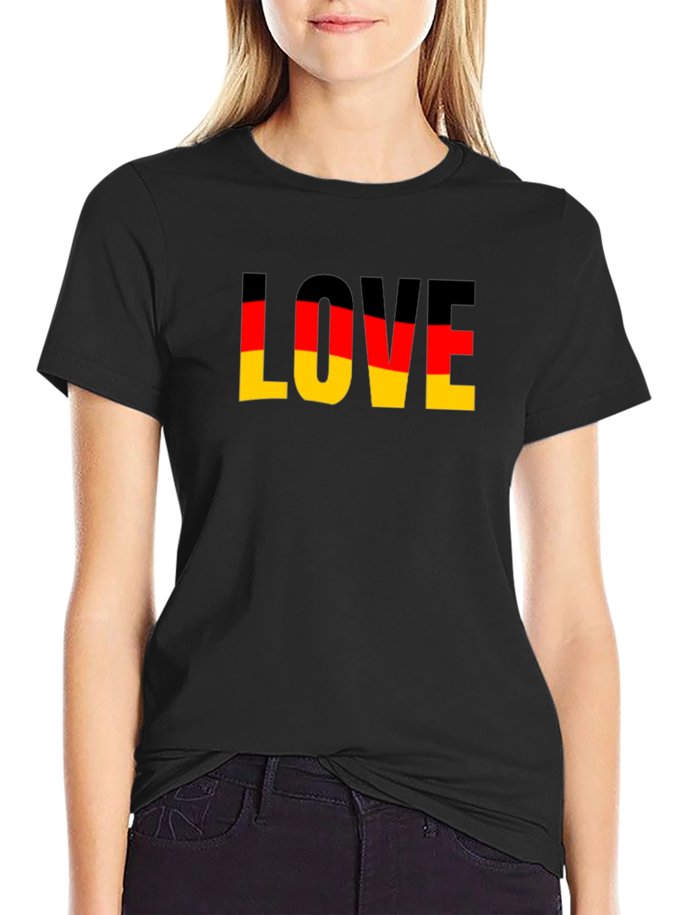 Germany Flag Love Graphic Black T-Shirt