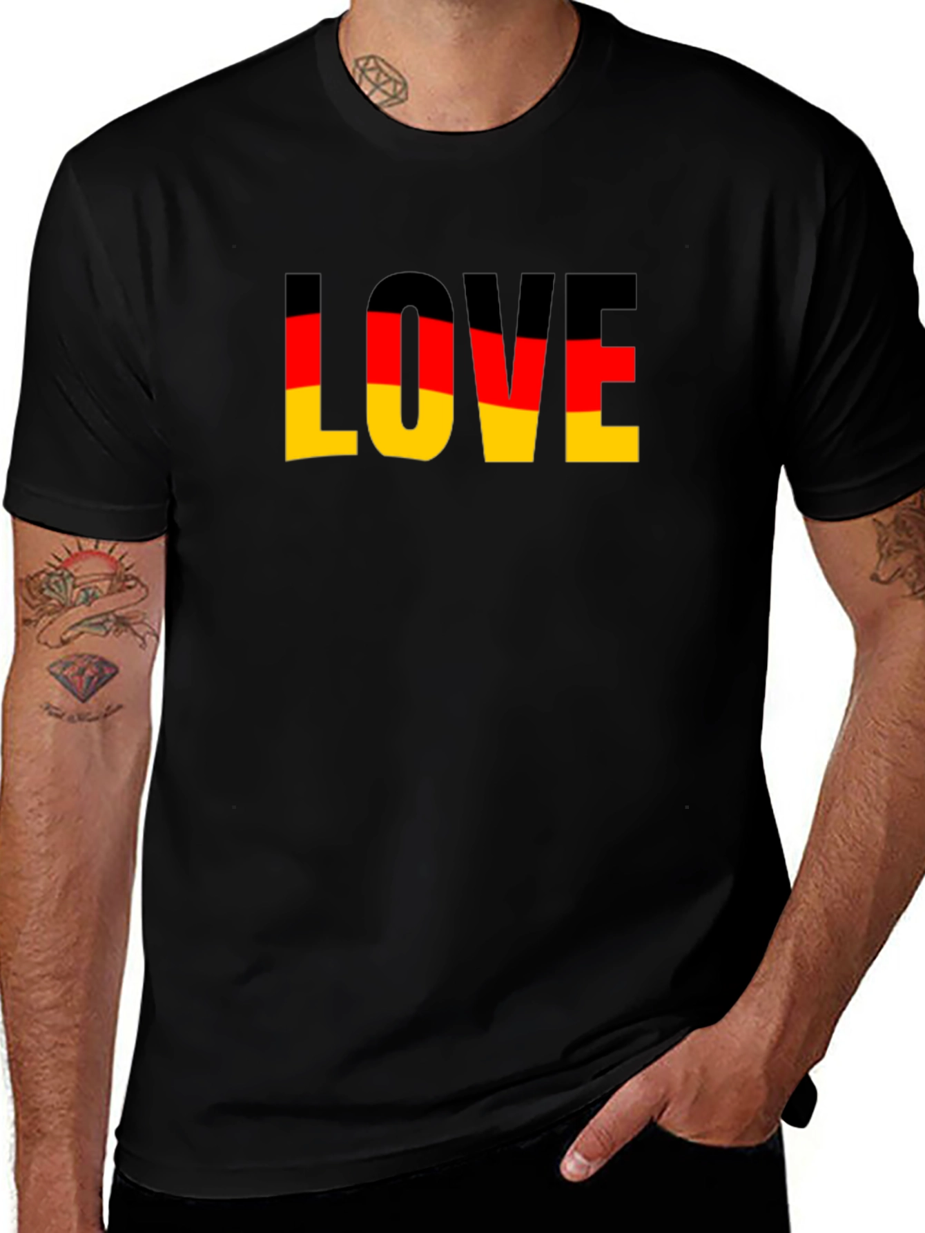 Germany Flag Love Graphic Black T-Shirt