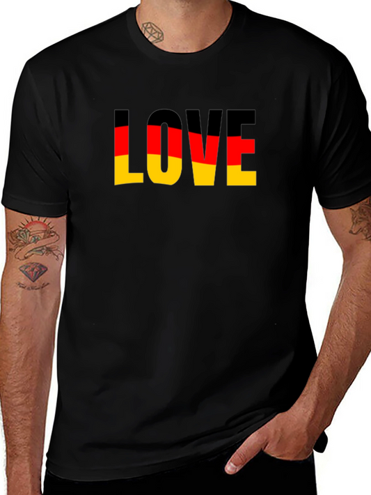 Germany Flag Love Graphic Black T-Shirt