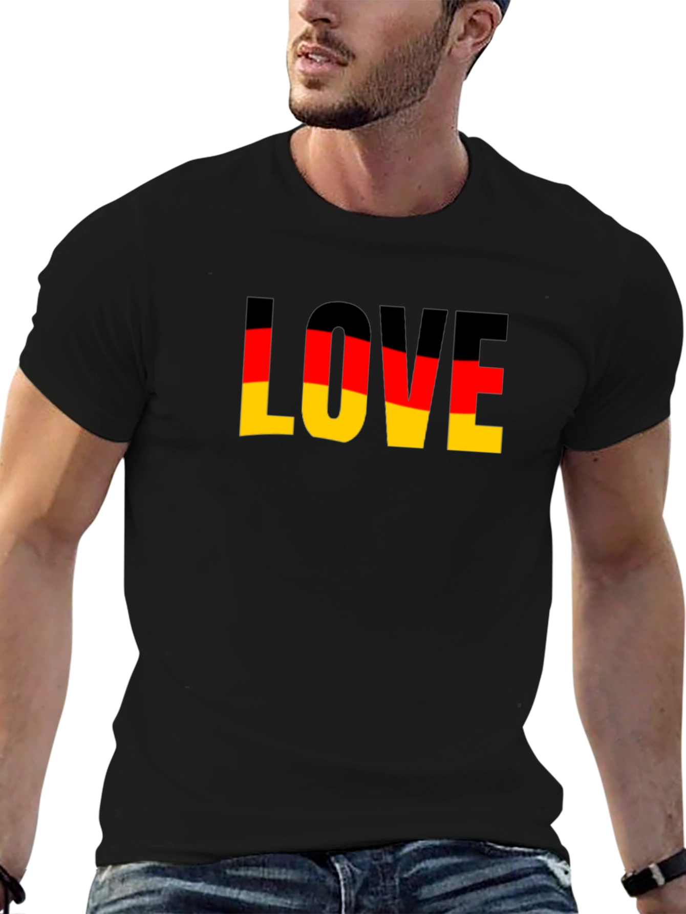 Germany Flag Love Graphic Black T-Shirt