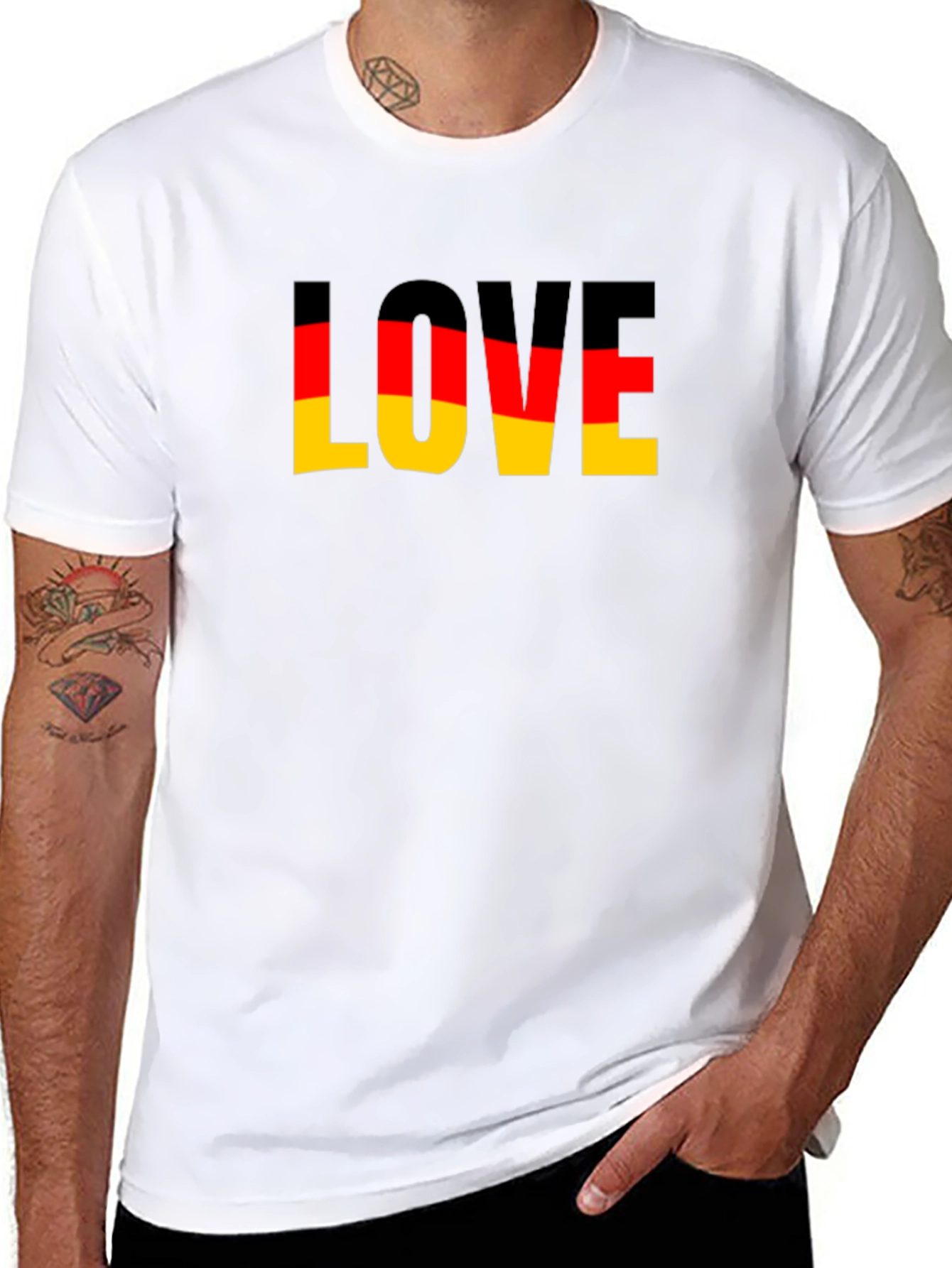 Germany Flag Love Graphic Black T-Shirt
