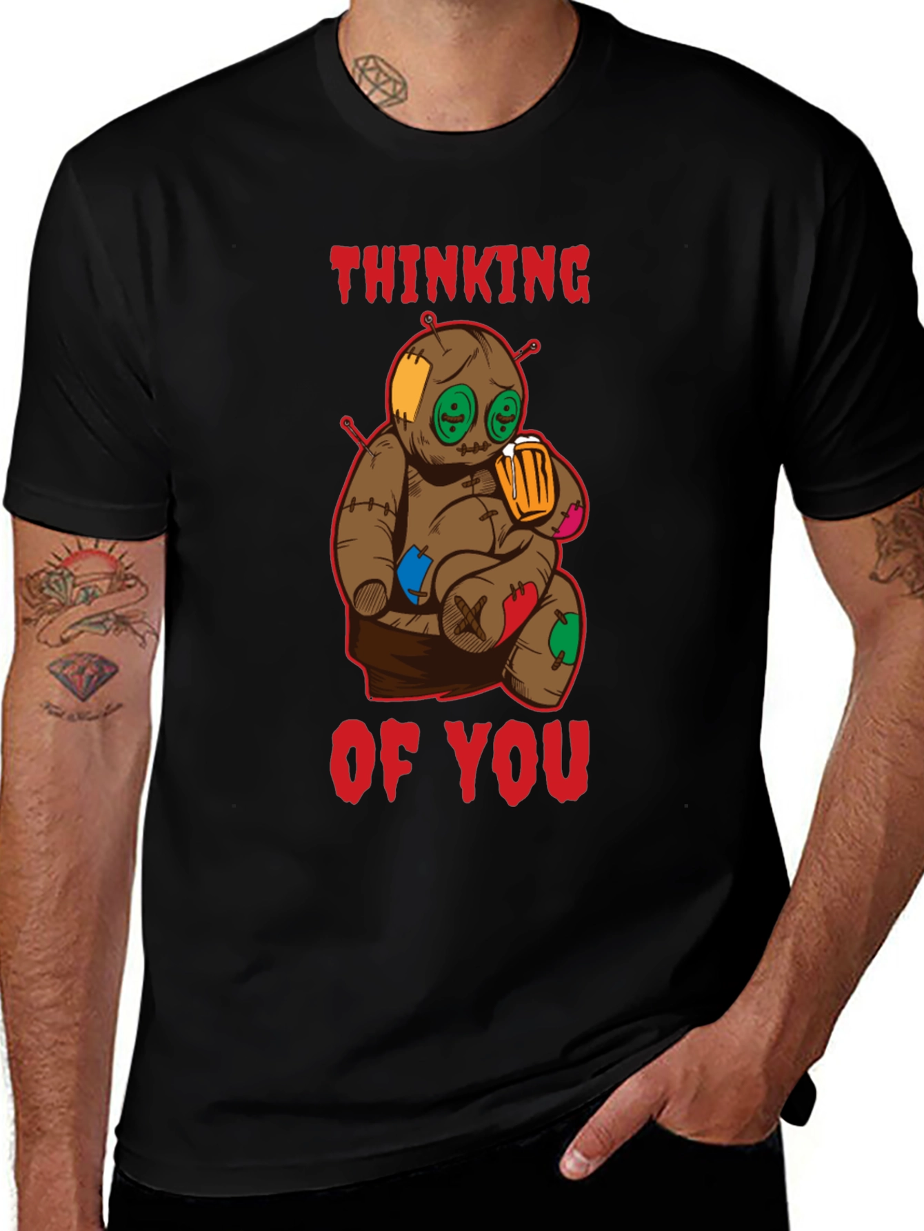 Thinking of You Voodoo Doll Black T-Shirt