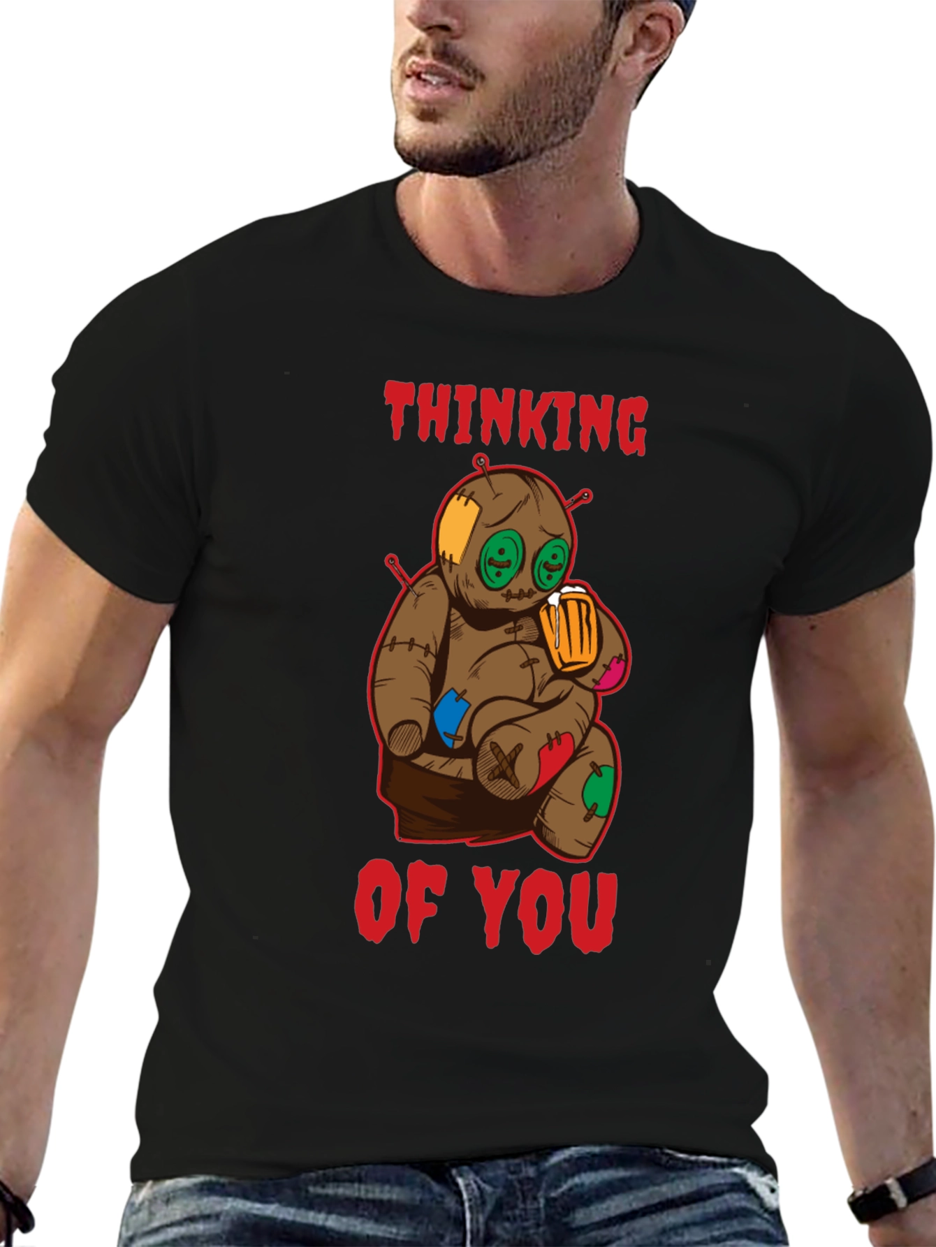 Thinking of You Voodoo Doll Black T-Shirt