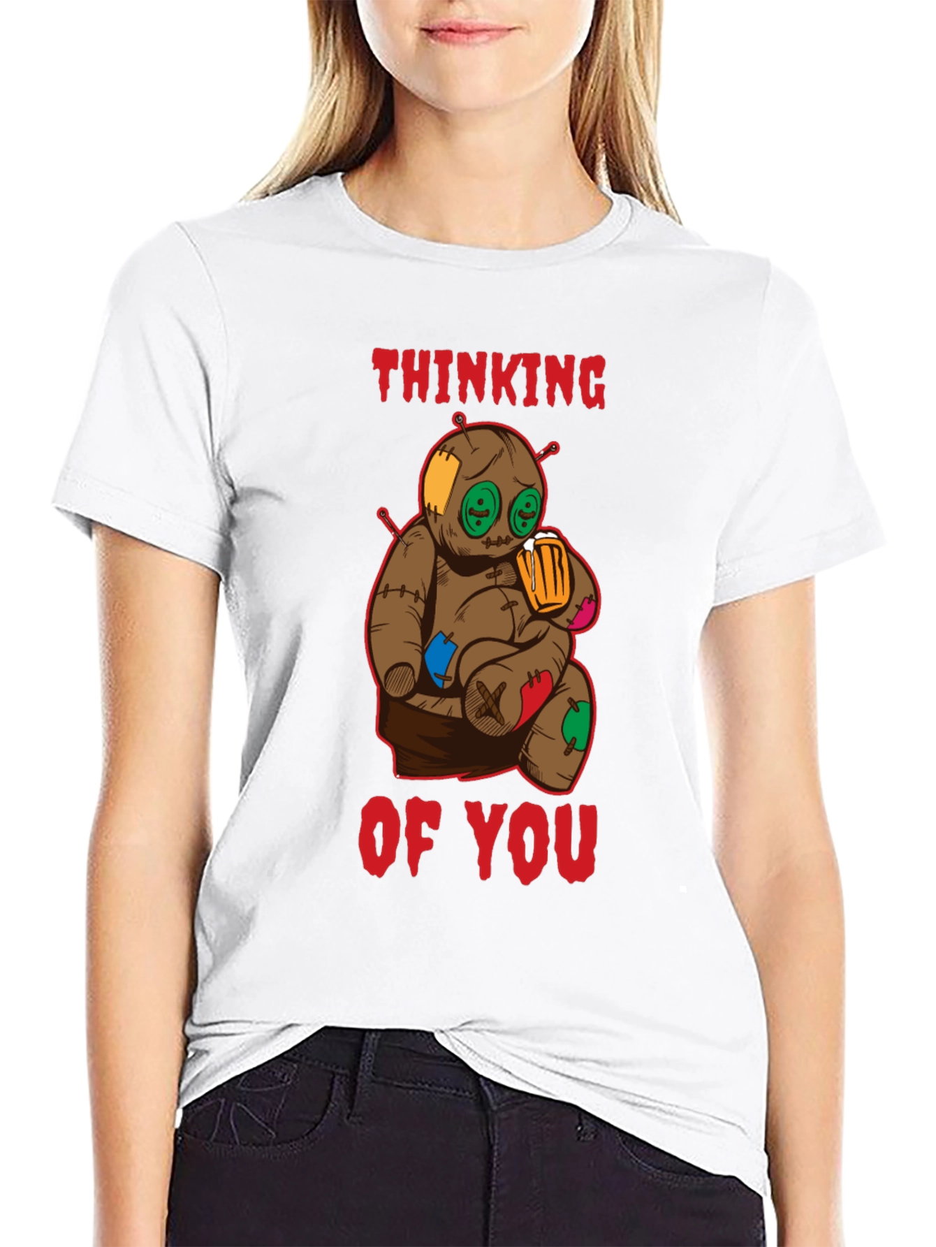 Thinking of You Voodoo Doll Black T-Shirt
