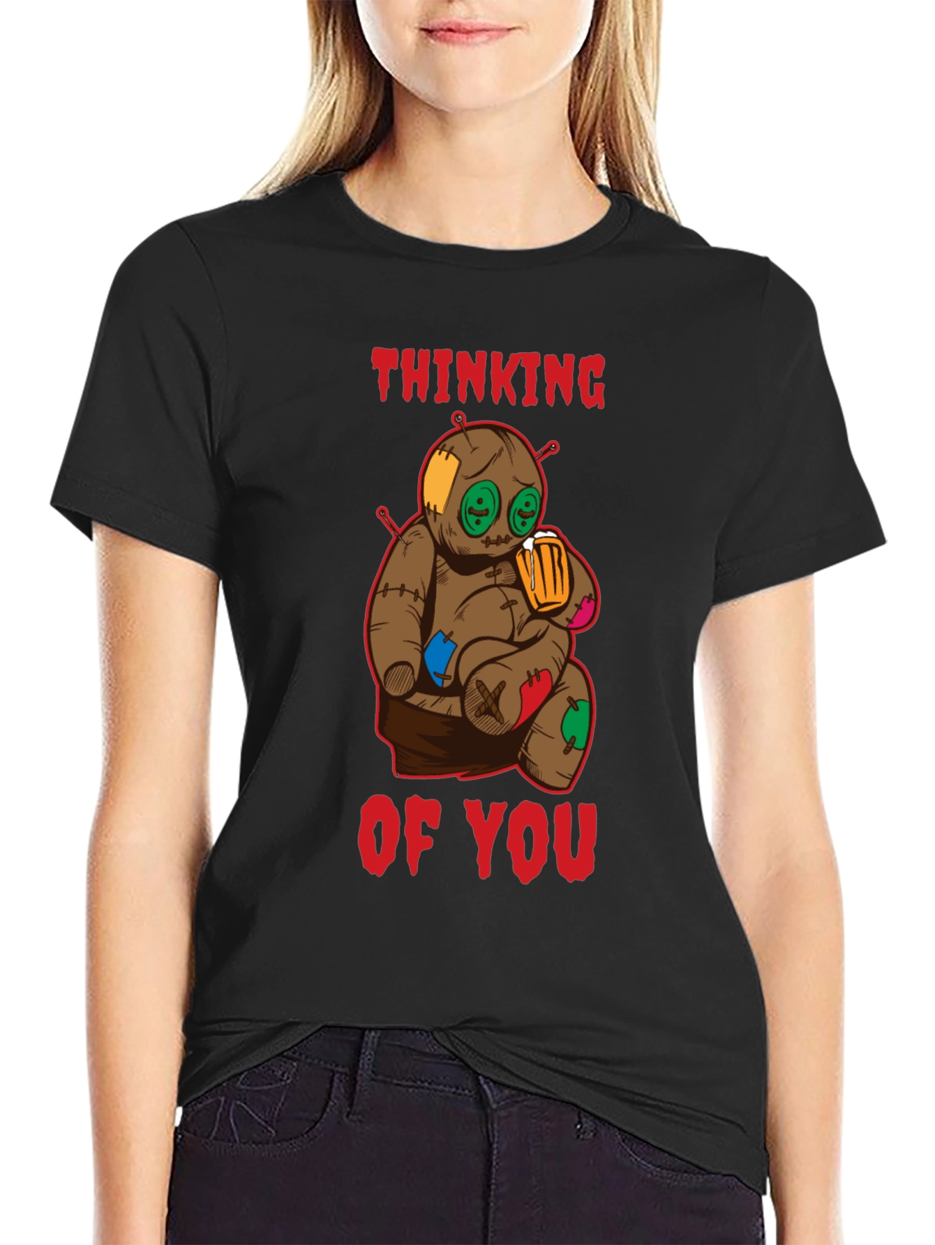 Thinking of You Voodoo Doll Black T-Shirt